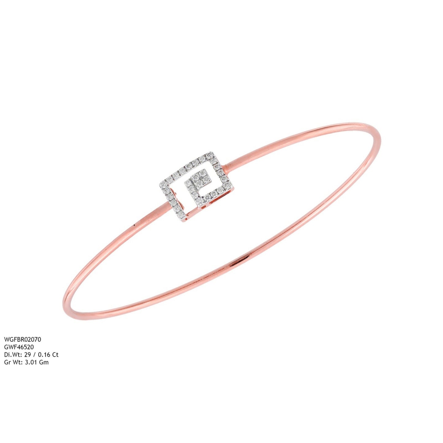 Diamond BANGLE With 3.01 Gms of 18 Kt Gold and 0.16 Cts of Certified Natural Diamonds Code: MJ26BG716