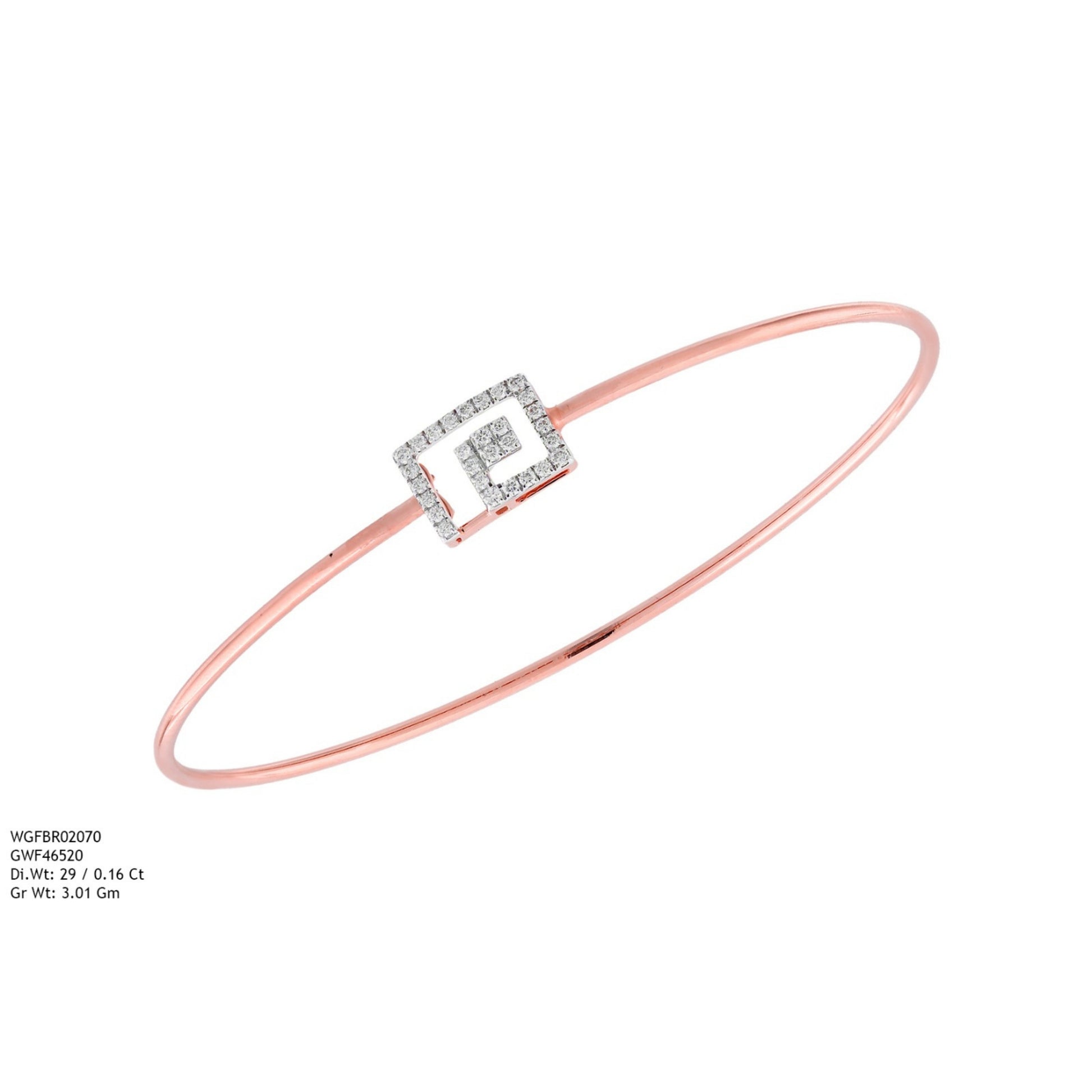Diamond BANGLE With 3.01 Gms of 18 Kt Gold and 0.16 Cts of Certified Natural Diamonds Code: MJ26BG716