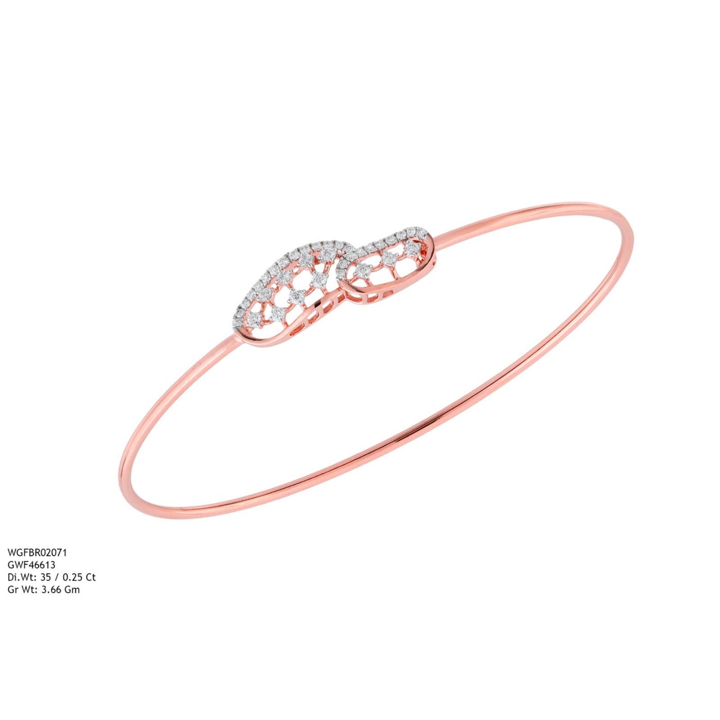 Diamond BANGLE With 3.66 Gms of 18 Kt Gold and 0.25 Cts of Certified Natural Diamonds Code: MJ26BG717