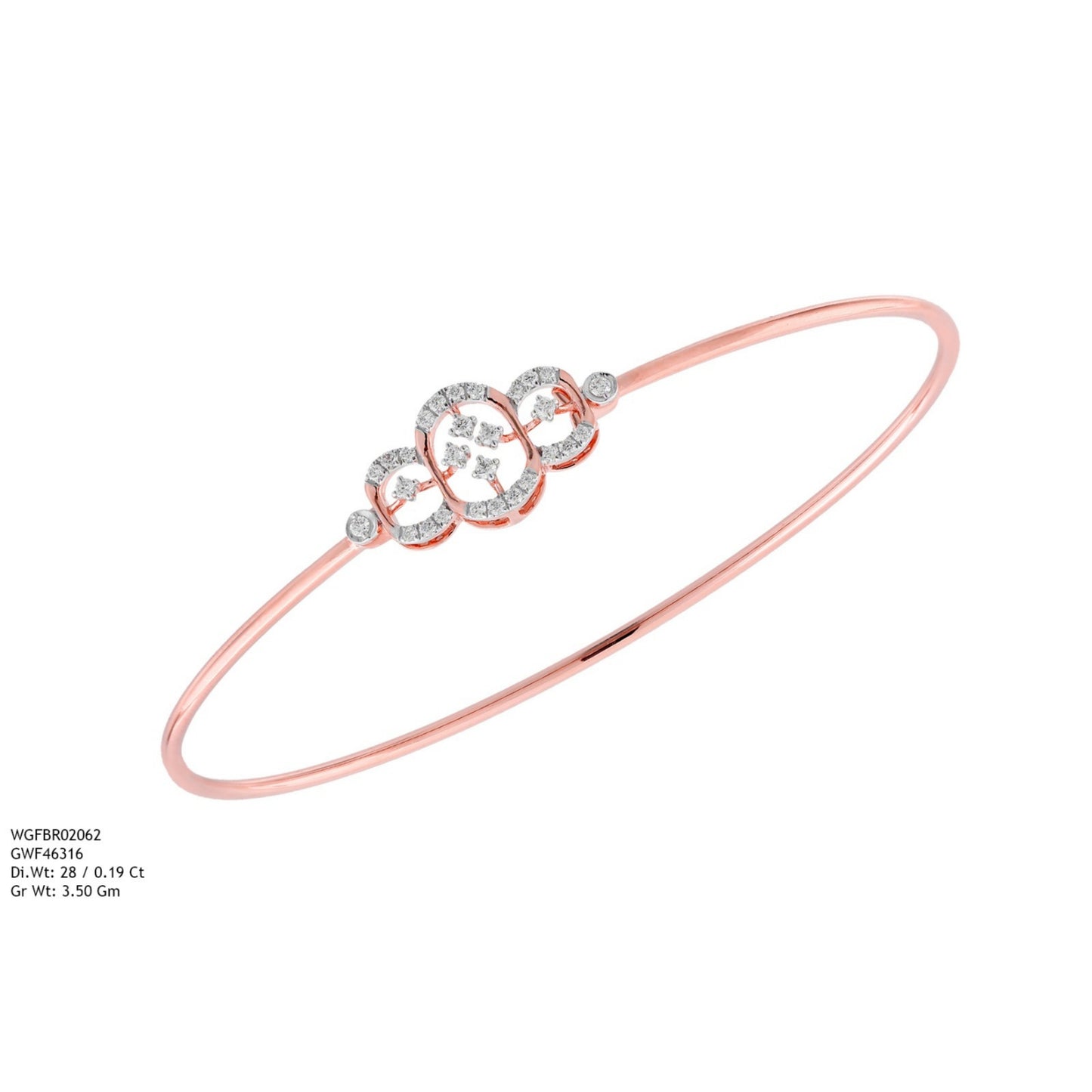 Diamond BANGLE With 3.5 Gms of 18 Kt Gold and 0.19 Cts of Certified Natural Diamonds Code: MJ26BG708