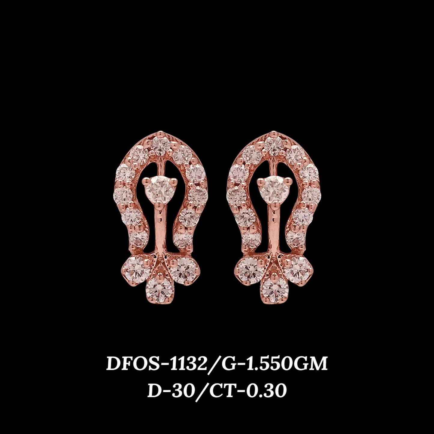Diamond EARRING With 1.55 Gms of 18 Kt Gold and 0.3 Cts of Certified Natural Diamonds Code: MJ26ER164