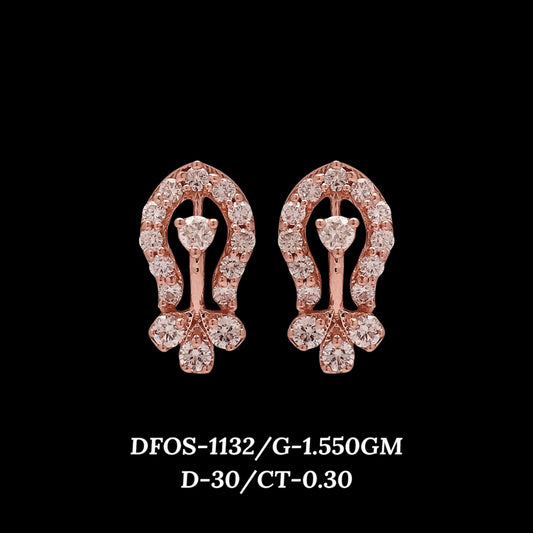 Diamond EARRING With 1.55 Gms of 18 Kt Gold and 0.3 Cts of Certified Natural Diamonds Code: MJ26ER164