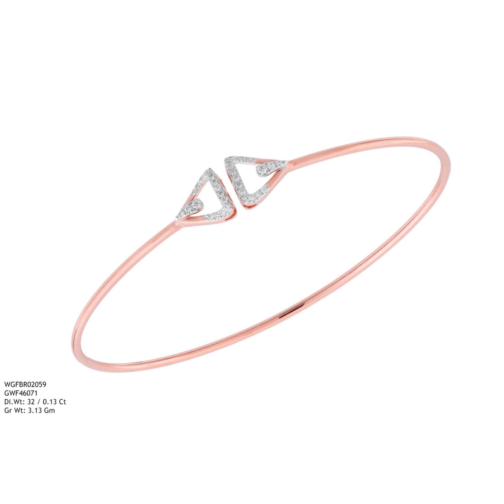 Diamond BANGLE With 3.13 Gms of 18 Kt Gold and 0.13 Cts of Certified Natural Diamonds Code: MJ26BG705