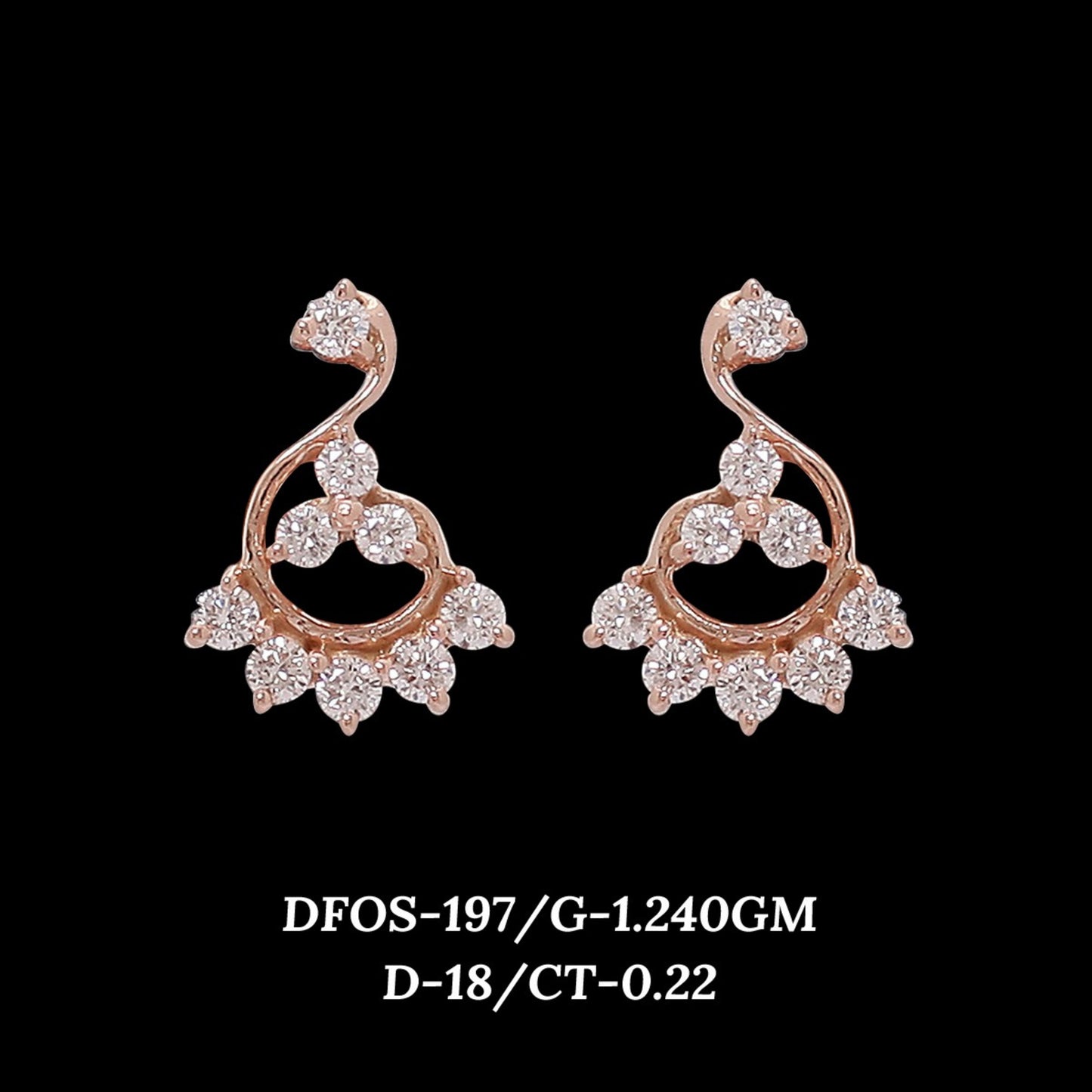 Diamond EARRING With 1.24 Gms of 18 Kt Gold and 0.22 Cts of Certified Natural Diamonds Code: MJ26ER338