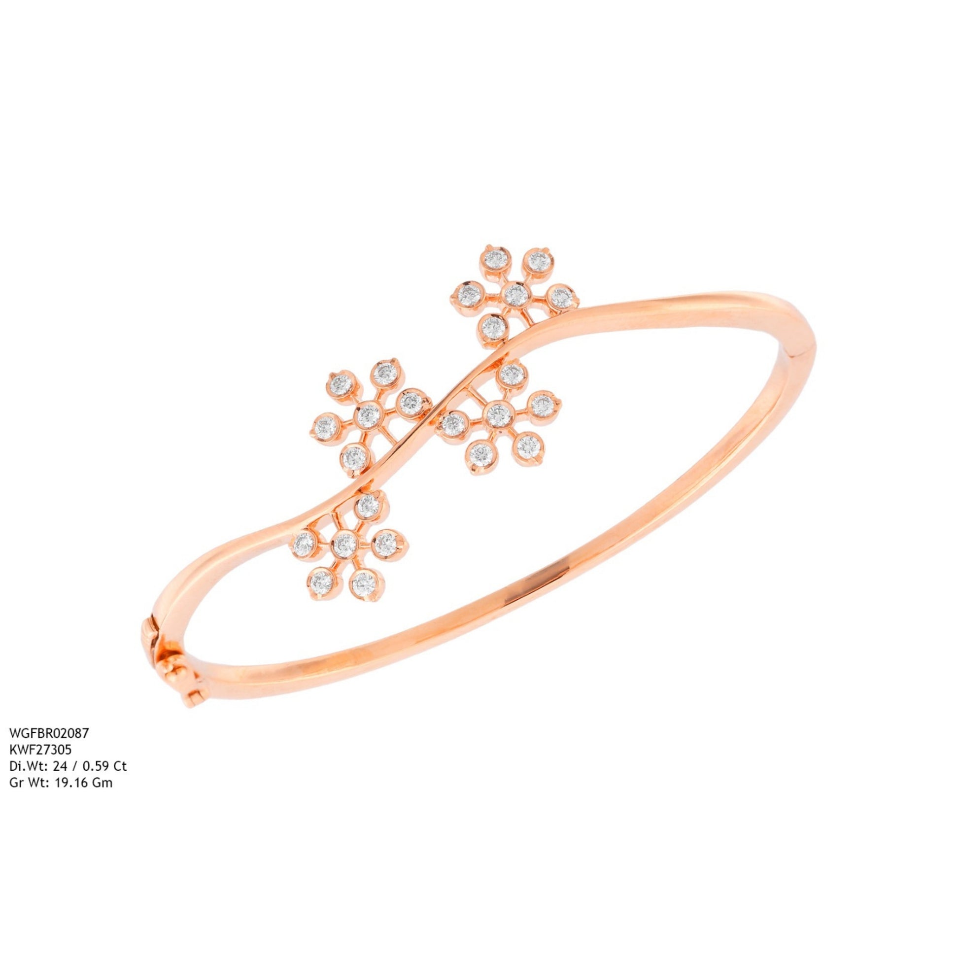 Diamond BANGLE With 19.16 Gms of 18 Kt Gold and 0.59 Cts of Certified Natural Diamonds Code: MJ26BG727