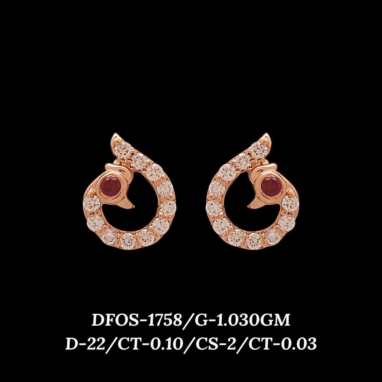 Diamond EARRING With 1.03 Gms of 18 Kt Gold and 0.1 Cts of Certified Natural Diamonds Code: MJ26ER254