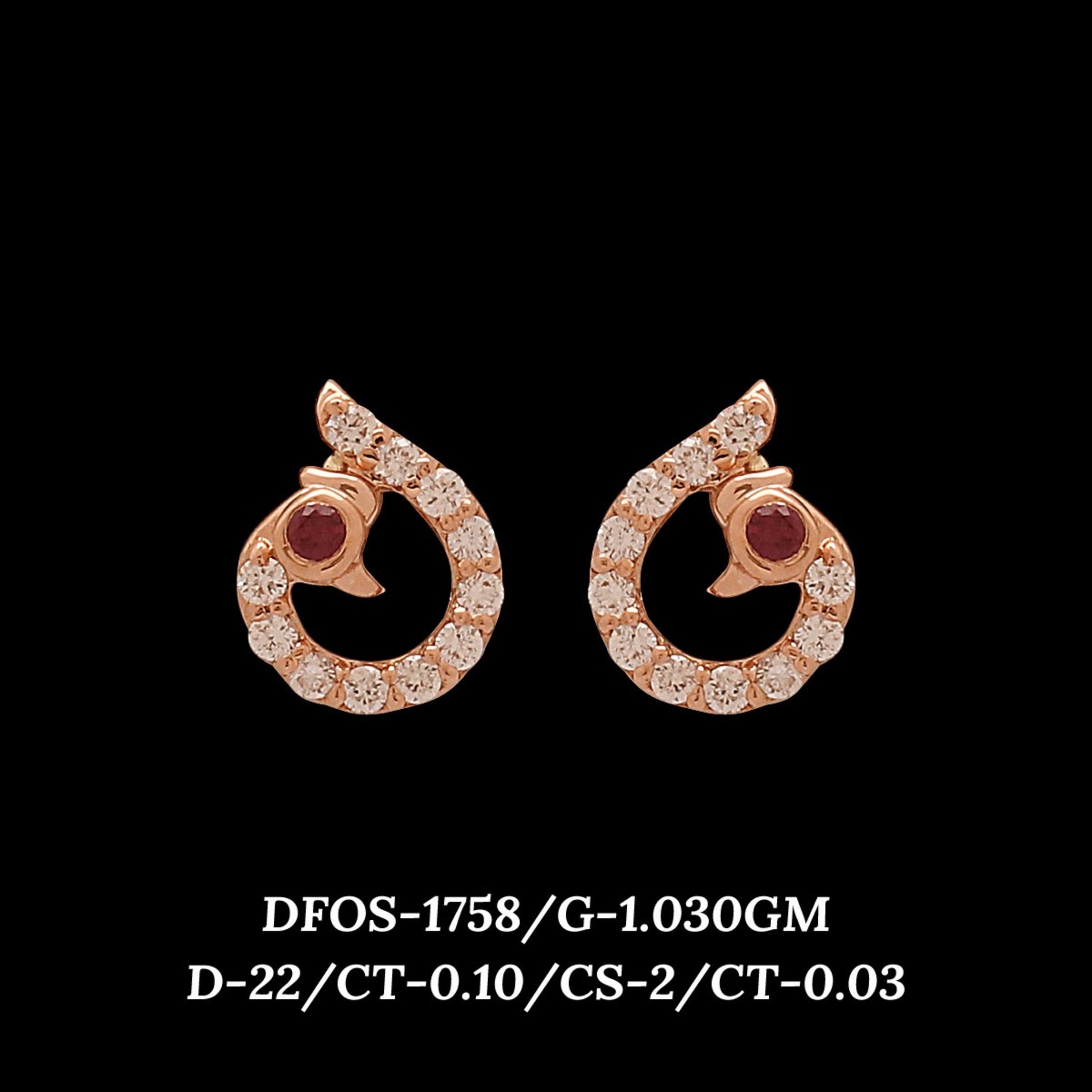 Diamond EARRING With 1.03 Gms of 18 Kt Gold and 0.1 Cts of Certified Natural Diamonds Code: MJ26ER254