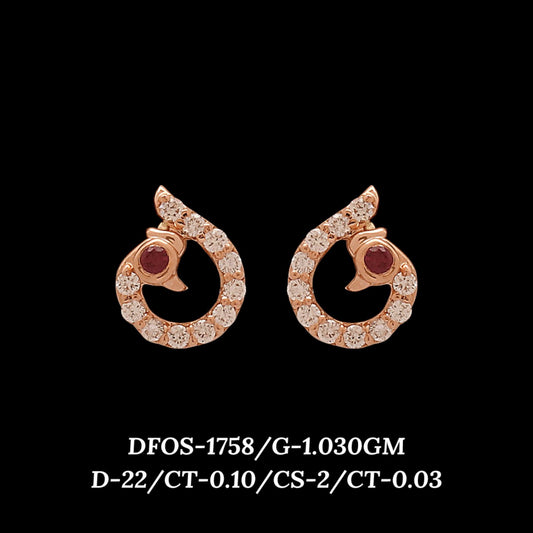 Diamond EARRING With 1.03 Gms of 18 Kt Gold and 0.1 Cts of Certified Natural Diamonds Code: MJ26ER254