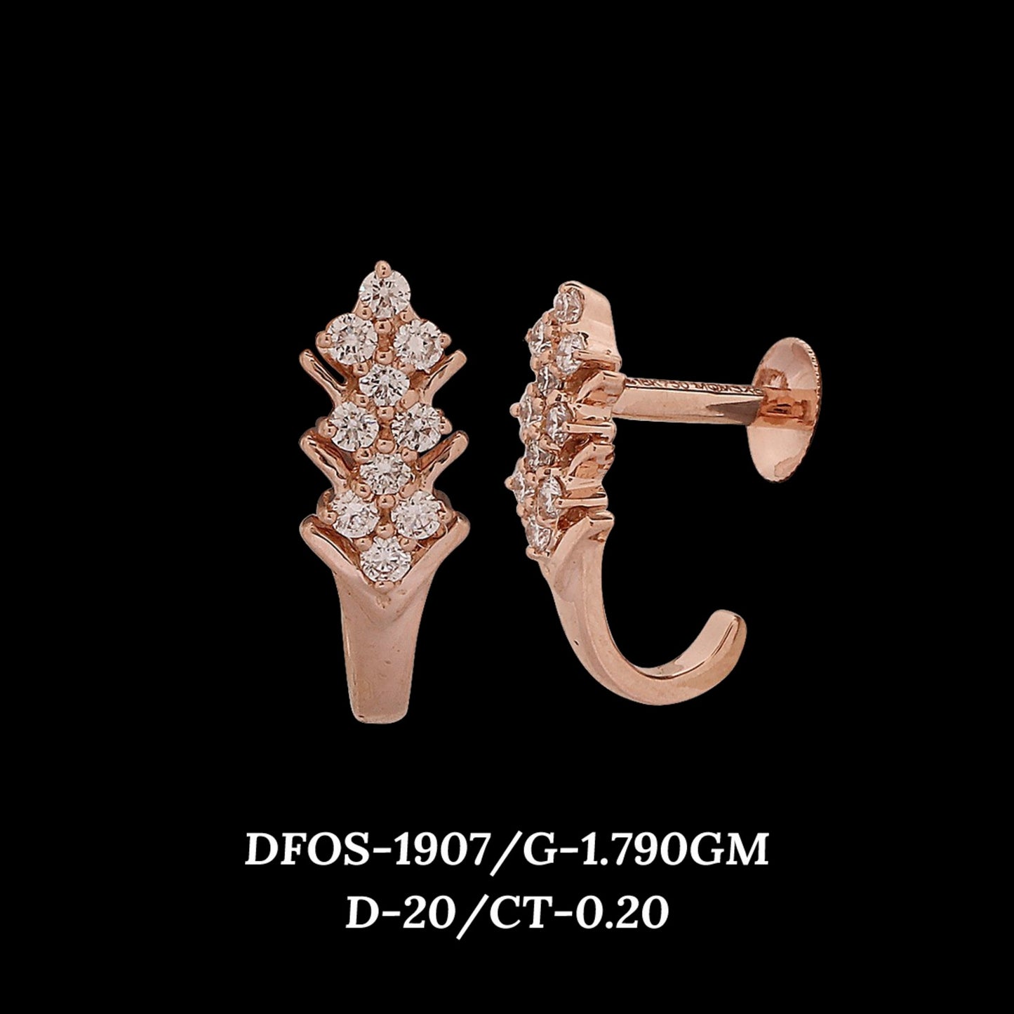 Diamond EARRING With 1.79 Gms of 18 Kt Gold and 0.2 Cts of Certified Natural Diamonds Code: MJ26ER304