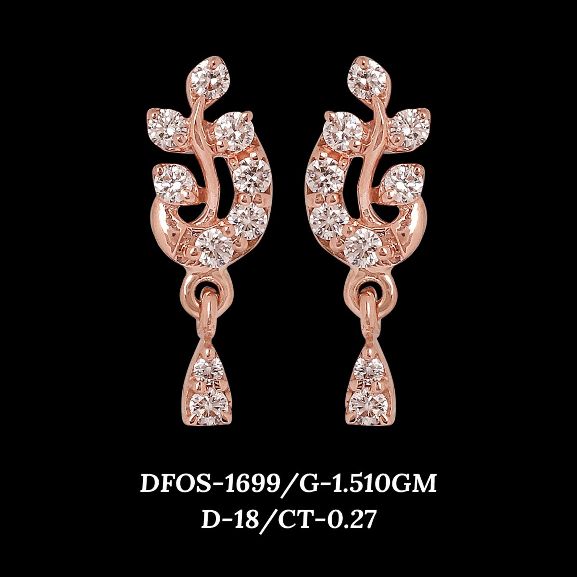 Diamond EARRING With 1.51 Gms of 18 Kt Gold and 0.27 Cts of Certified Natural Diamonds Code: MJ26ER243