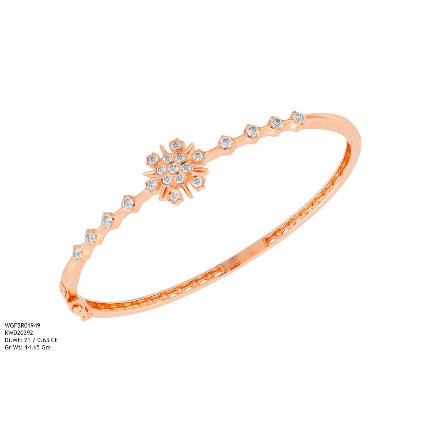 Diamond BANGLE With 14.65 Gms of 18 Kt Gold and 0.63 Cts of Certified Natural Diamonds Code: MJ26BG674
