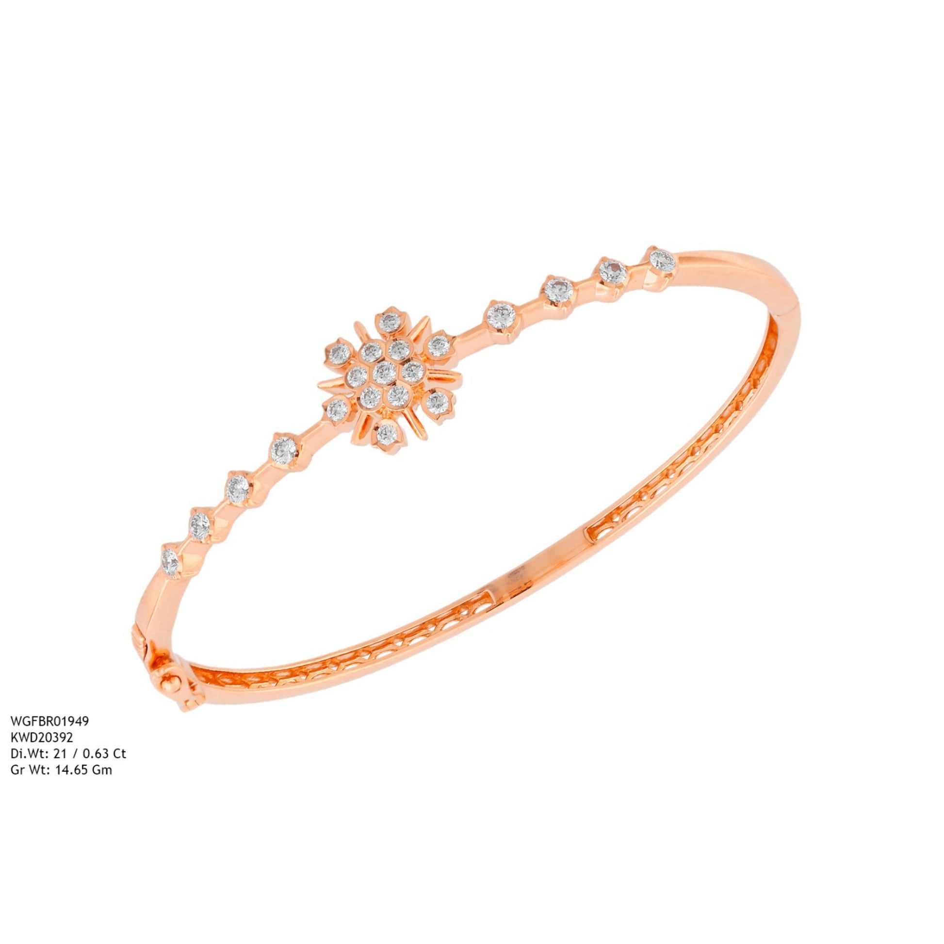 Diamond BANGLE With 14.65 Gms of 18 Kt Gold and 0.63 Cts of Certified Natural Diamonds Code: MJ26BG674