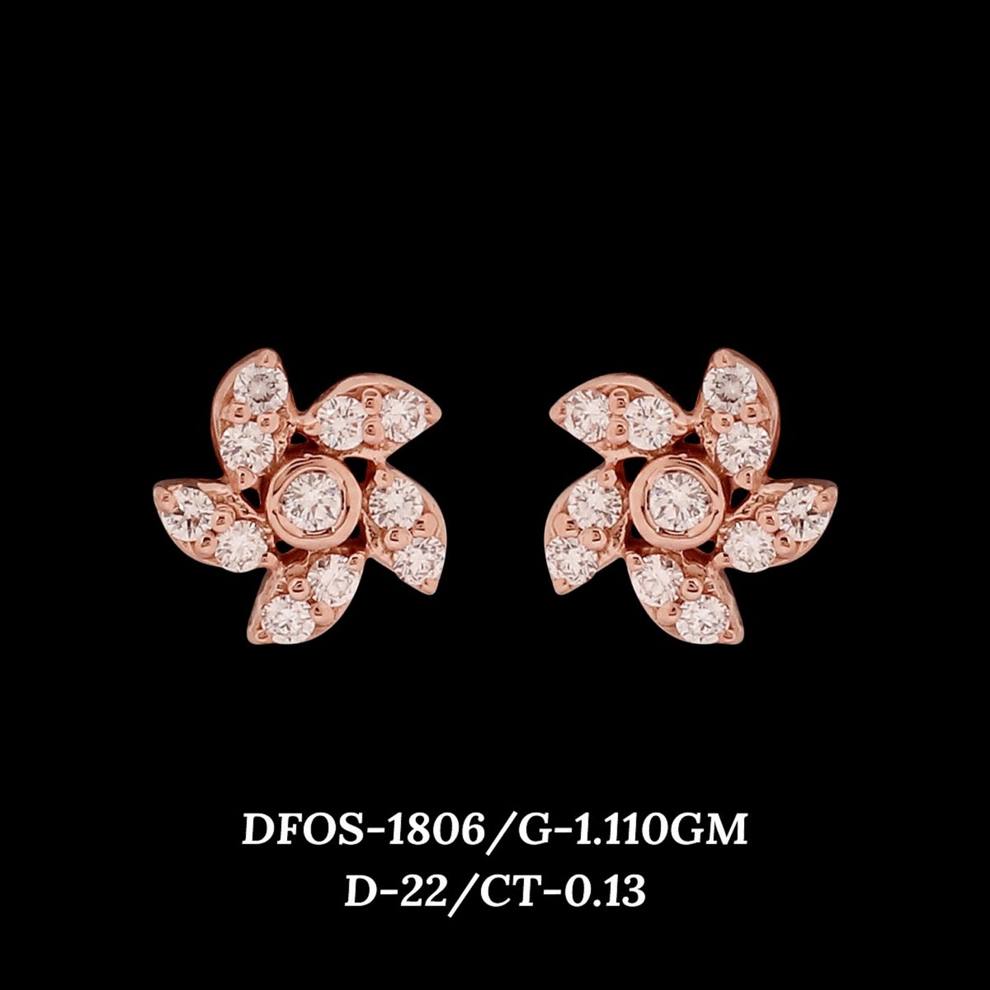 Diamond EARRING With 1.11 Gms of 18 Kt Gold and 0.13 Cts of Certified Natural Diamonds Code: MJ26ER287