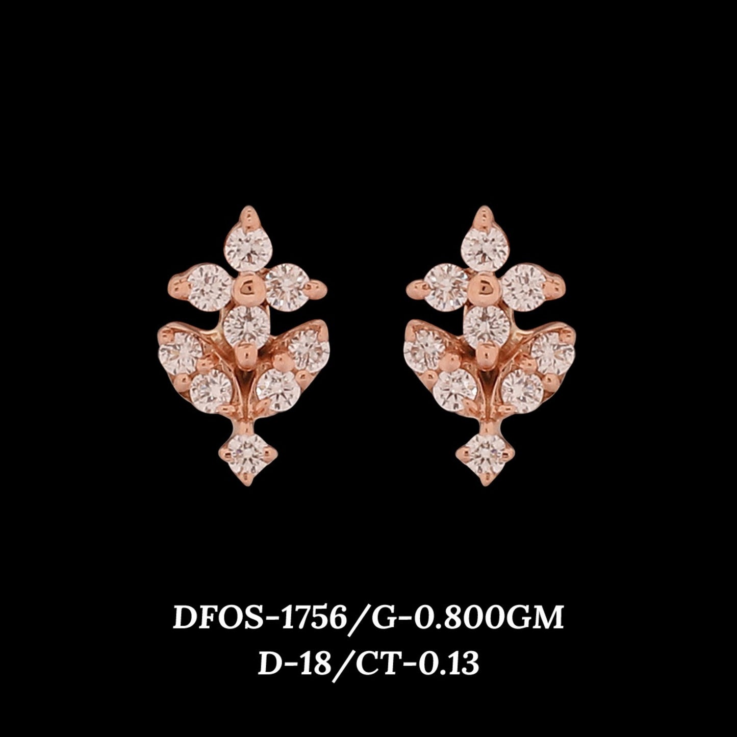 Diamond EARRING With 0.8 Gms of 18 Kt Gold and 0.13 Cts of Certified Natural Diamonds Code: MJ26ER252