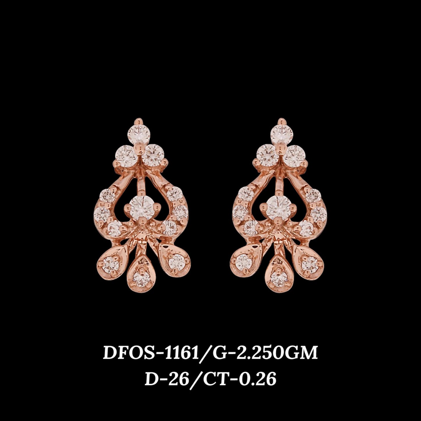 Diamond EARRING With 2.25 Gms of 18 Kt Gold and 0.26 Cts of Certified Natural Diamonds Code: MJ26ER168