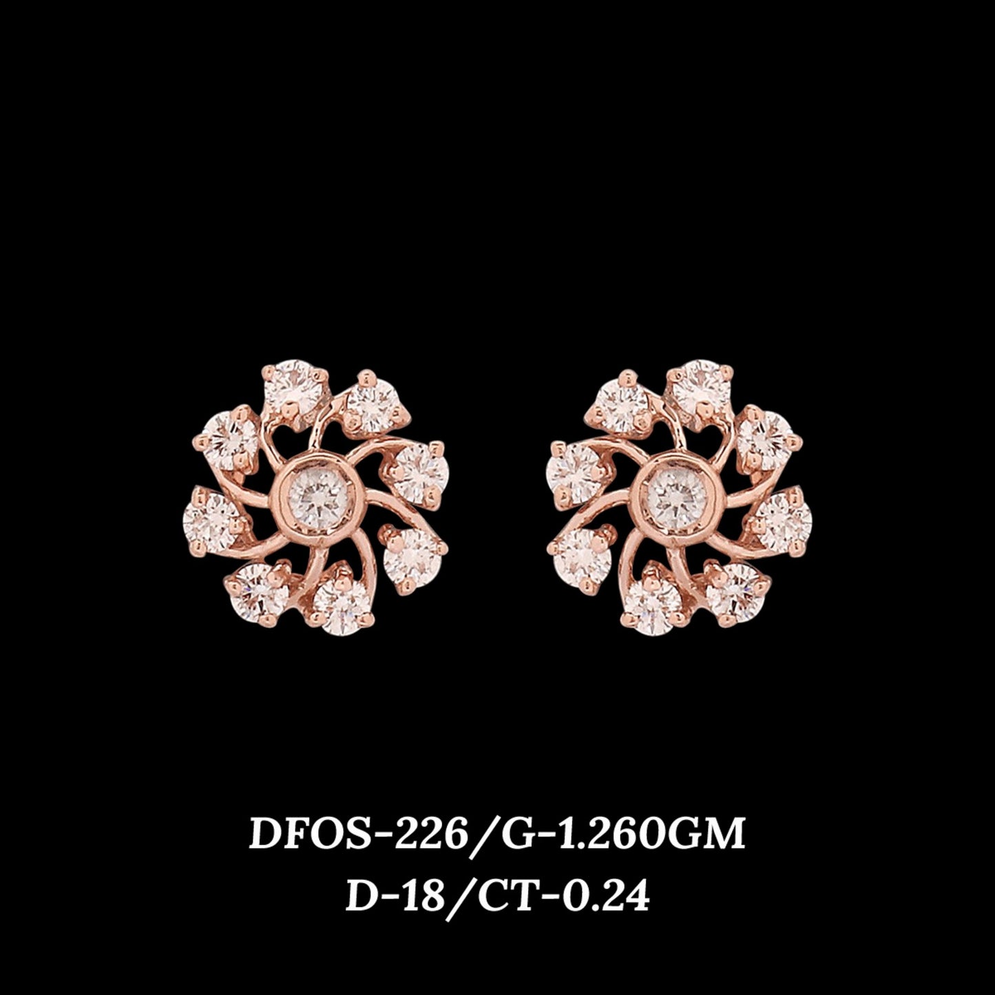 Diamond EARRING With 1.26 Gms of 18 Kt Gold and 0.24 Cts of Certified Natural Diamonds Code: MJ26ER384