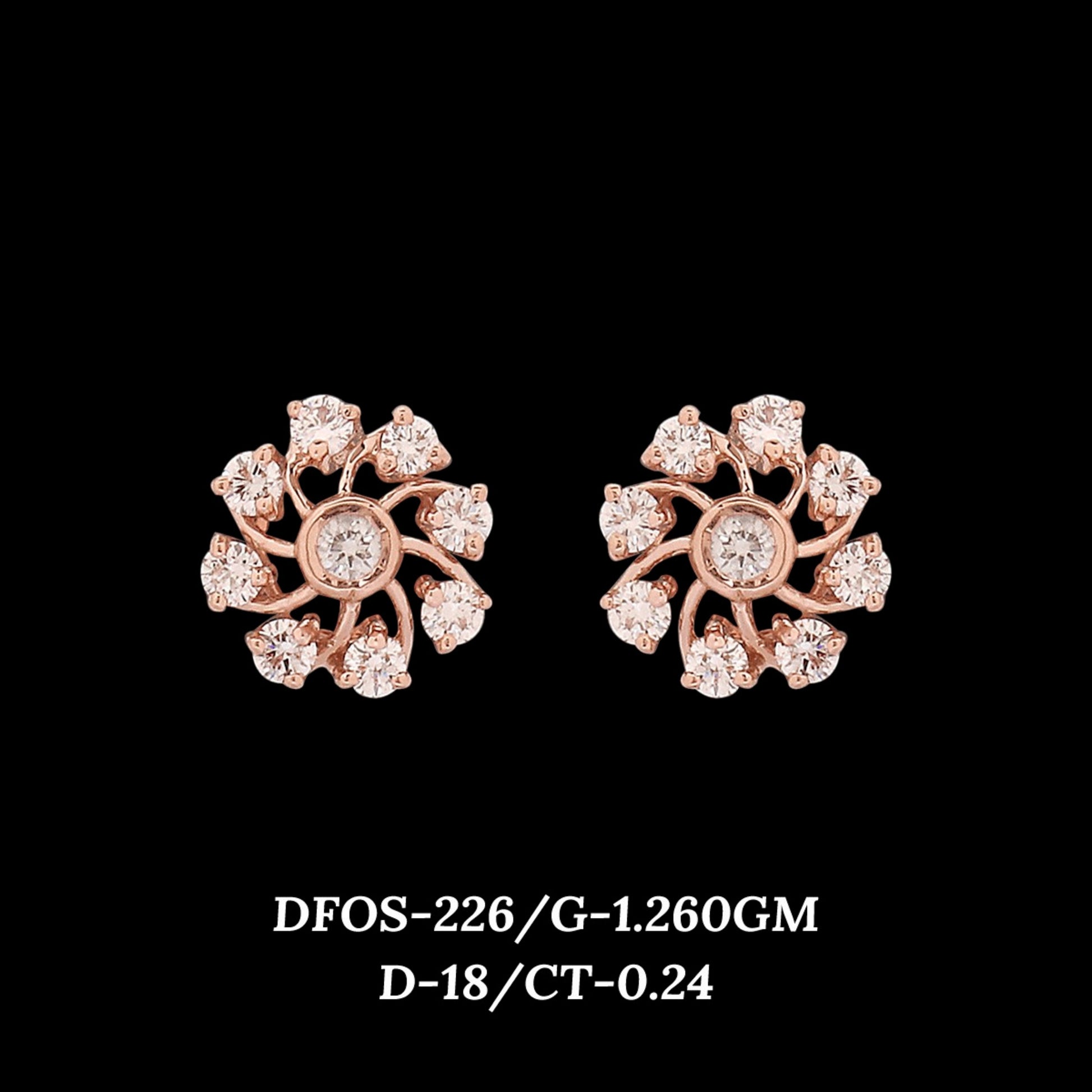 Diamond EARRING With 1.26 Gms of 18 Kt Gold and 0.24 Cts of Certified Natural Diamonds Code: MJ26ER384