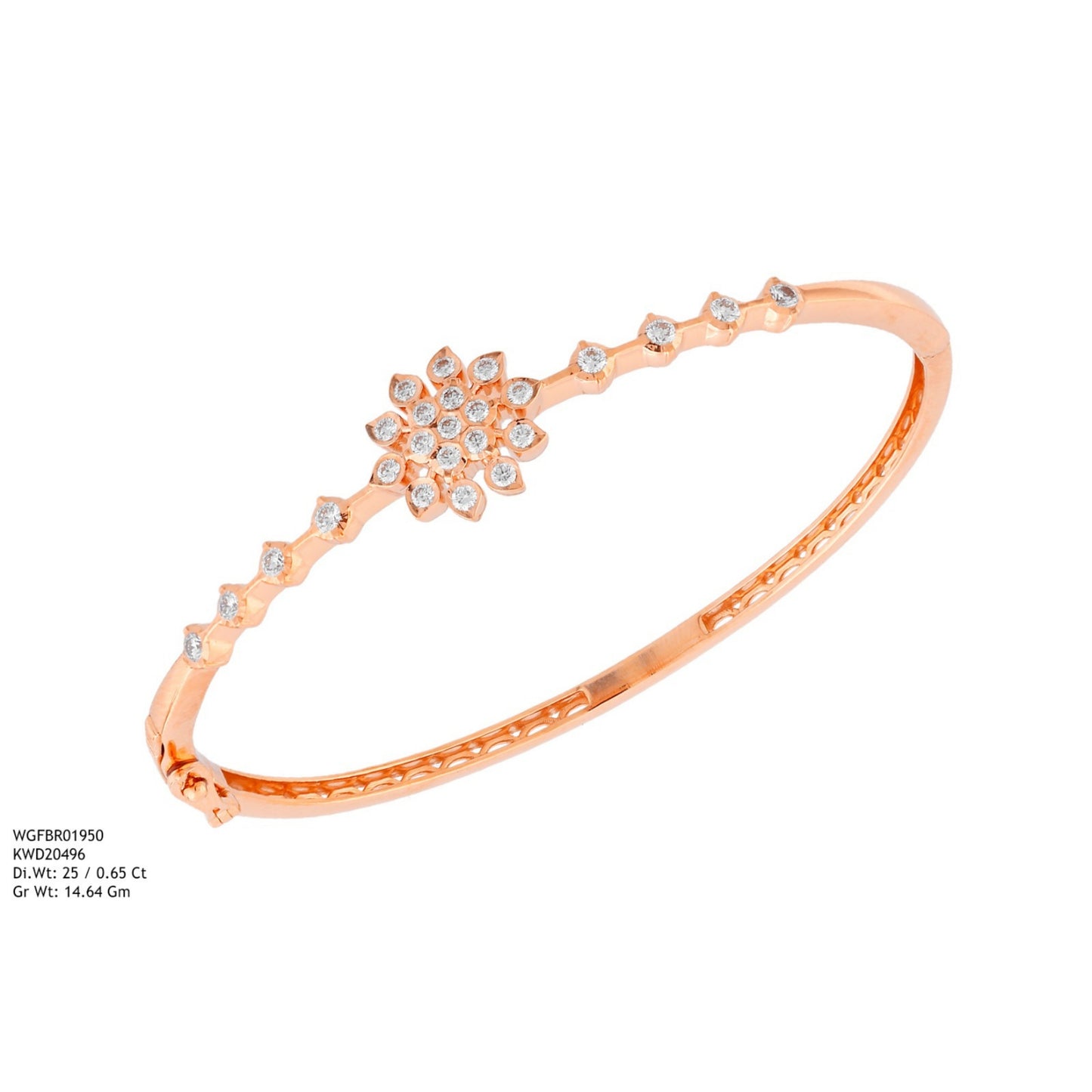 Diamond BANGLE With 14.64 Gms of 18 Kt Gold and 0.65 Cts of Certified Natural Diamonds Code: MJ26BG675