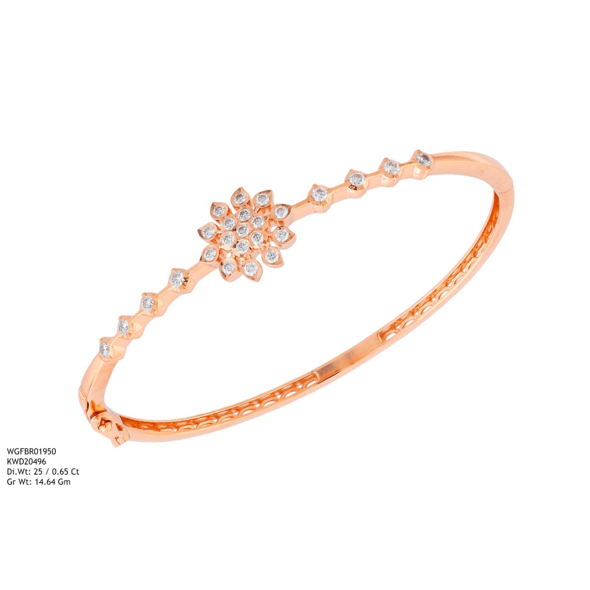 Diamond BANGLE With 14.64 Gms of 18 Kt Gold and 0.65 Cts of Certified Natural Diamonds Code: MJ26BG675