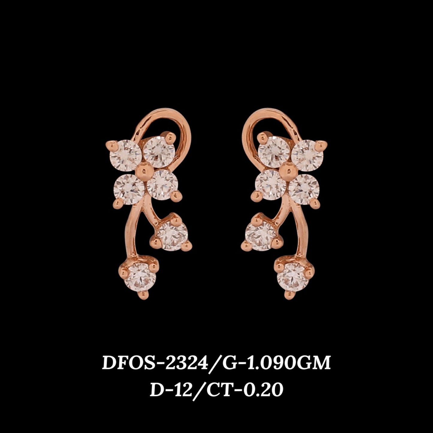 Diamond EARRING With 1.09 Gms of 18 Kt Gold and 0.2 Cts of Certified Natural Diamonds Code: MJ26ER412