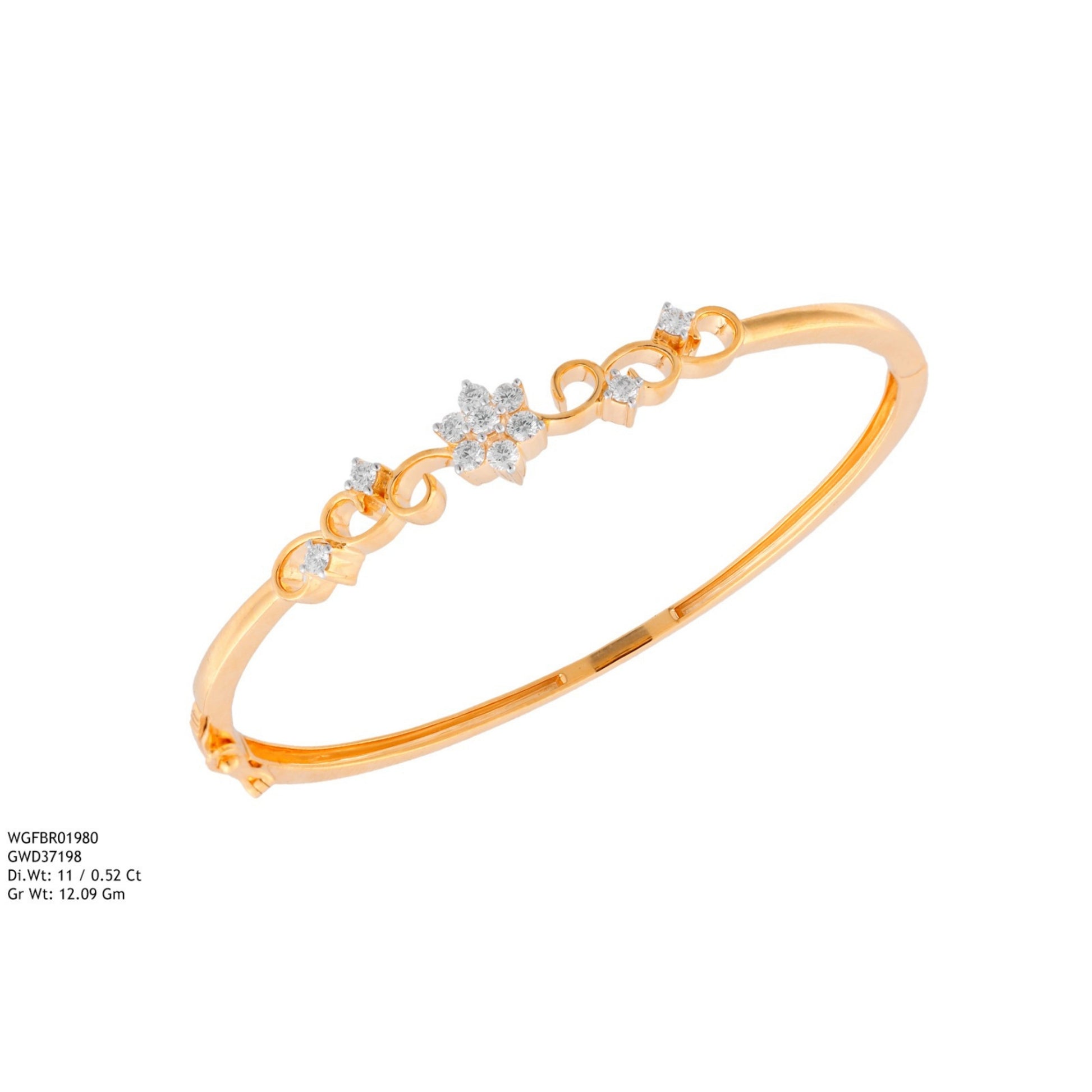Diamond BANGLE With 12.09 Gms of 18 Kt Gold and 0.52 Cts of Certified Natural Diamonds Code: MJ26BG688