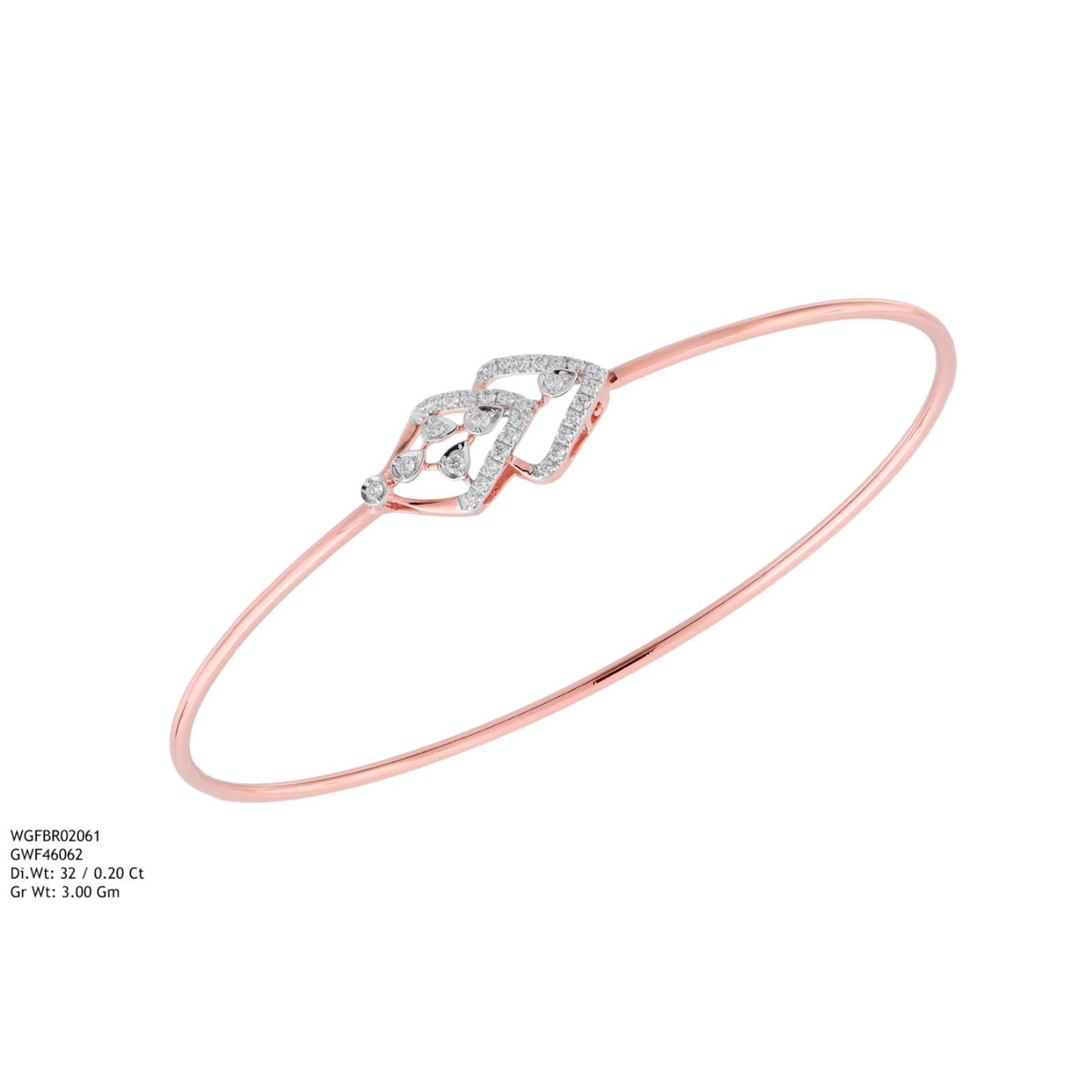 Diamond BANGLE With 3 Gms of 18 Kt Gold and 0.2 Cts of Certified Natural Diamonds Code: MJ26BG707