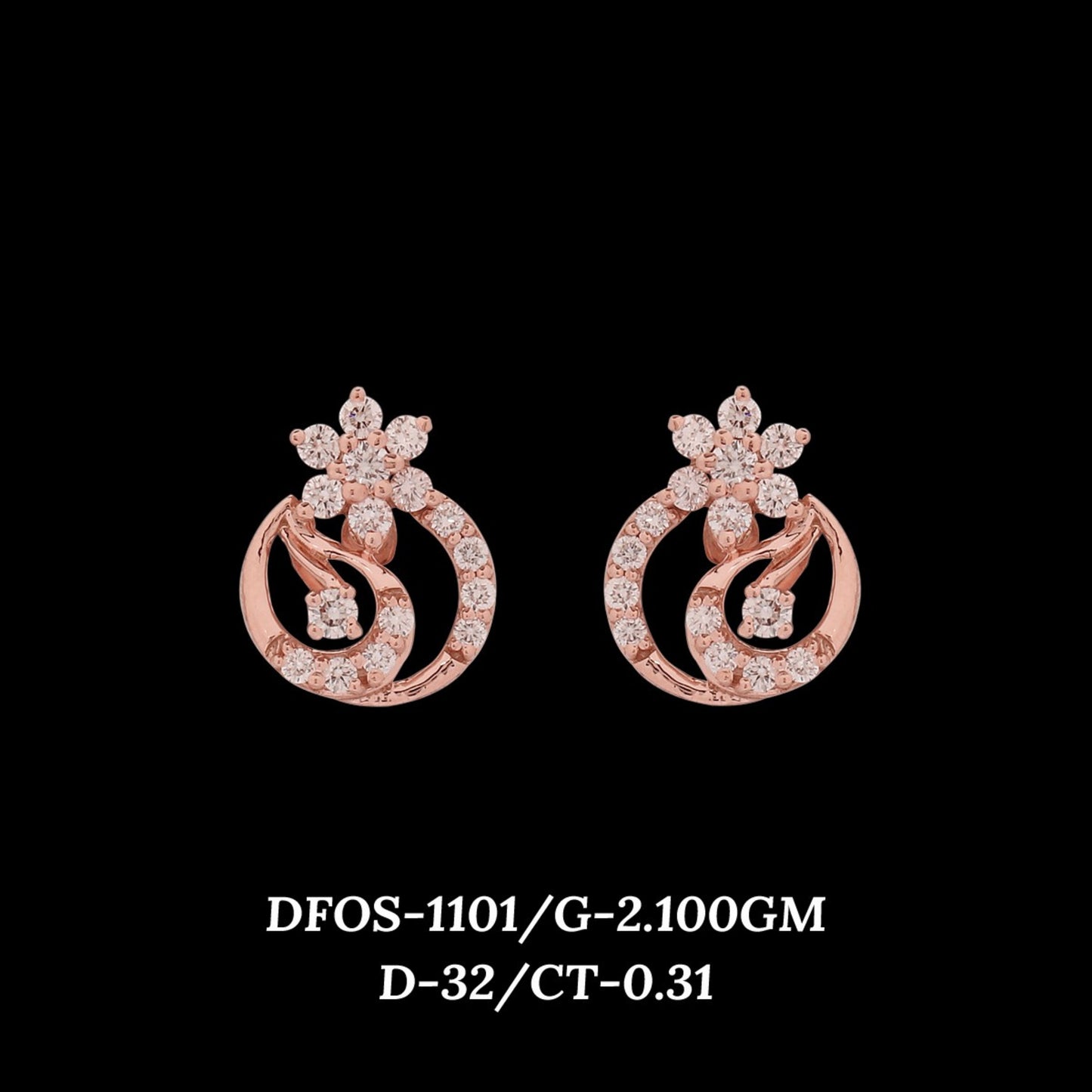 Diamond EARRING With 2.1 Gms of 18 Kt Gold and 0.31 Cts of Certified Natural Diamonds Code: MJ26ER163