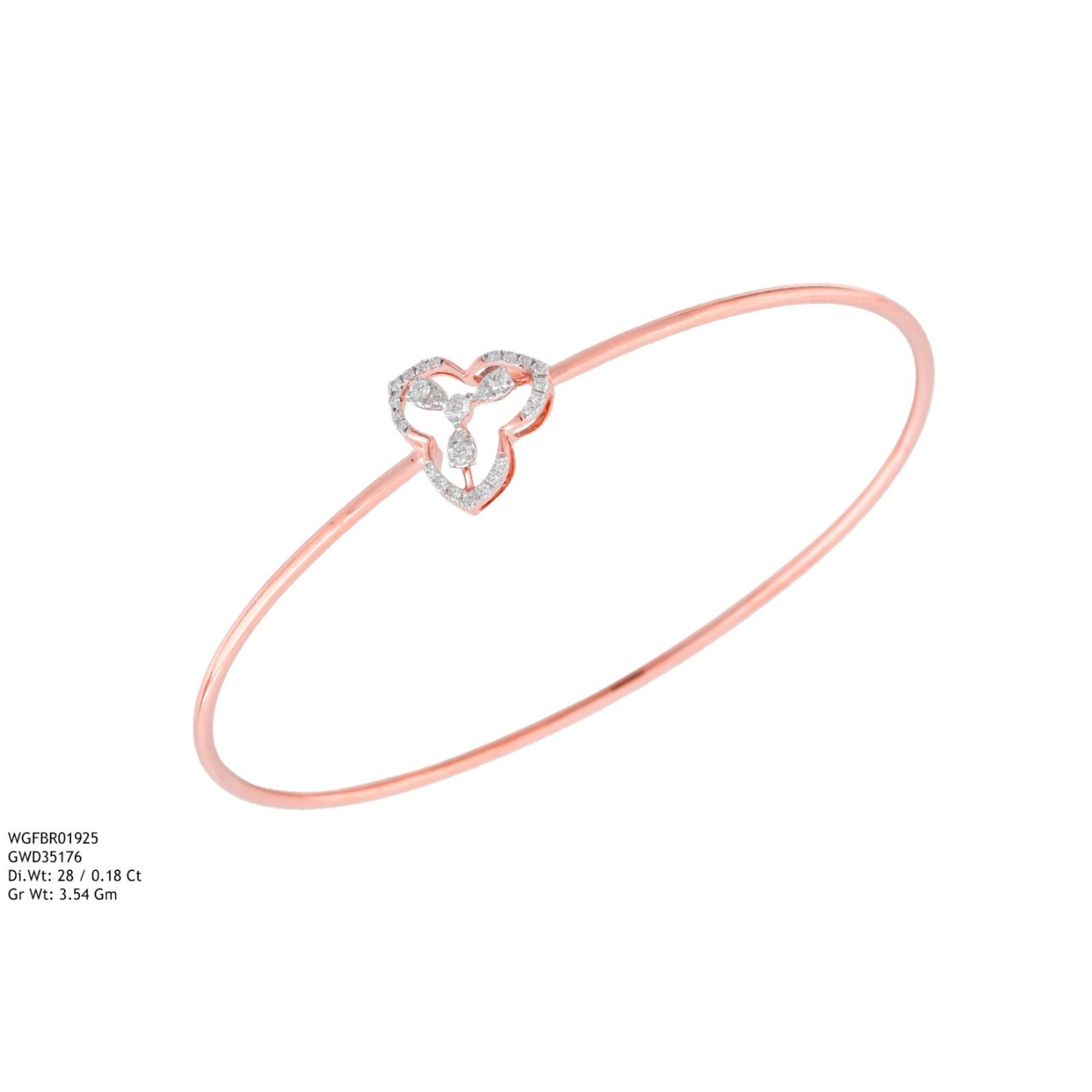 Diamond BANGLE With 3.54 Gms of 18 Kt Gold and 0.18 Cts of Certified Natural Diamonds Code: MJ26BG664