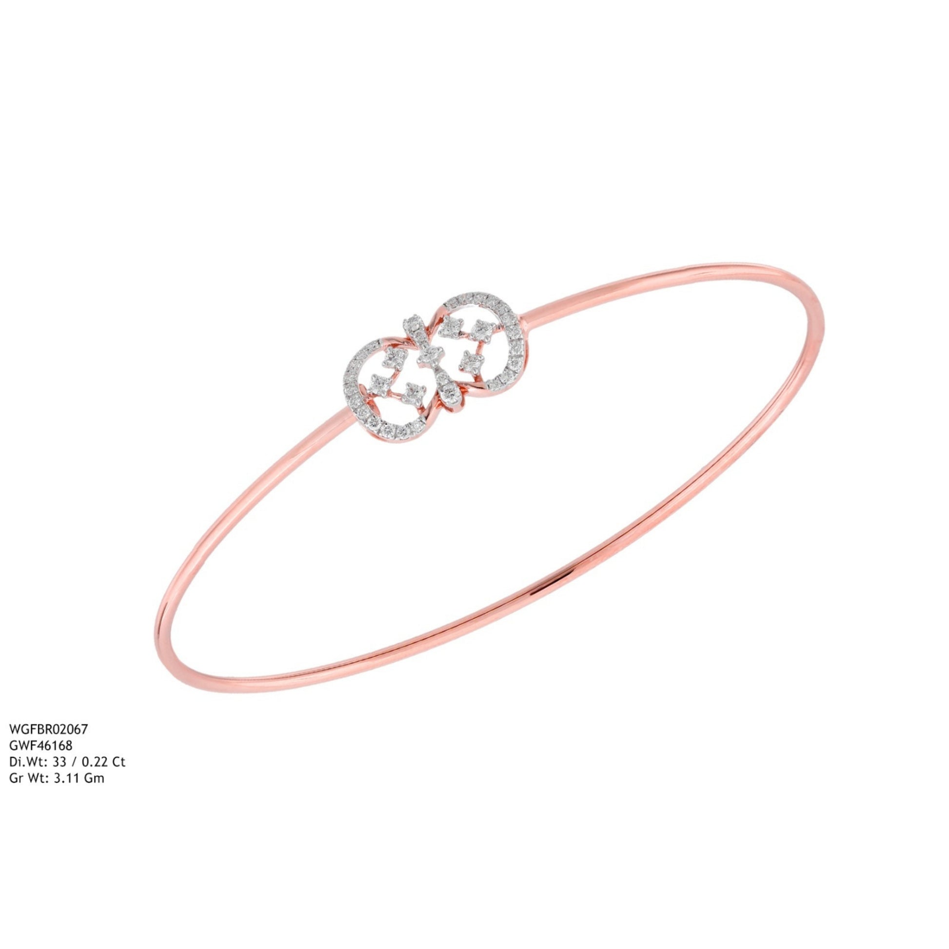 Diamond BANGLE With 3.11 Gms of 18 Kt Gold and 0.22 Cts of Certified Natural Diamonds Code: MJ26BG713