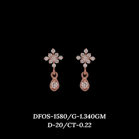 Diamond EARRING With 1.34 Gms of 18 Kt Gold and 0.22 Cts of Certified Natural Diamonds Code: MJ26ER212