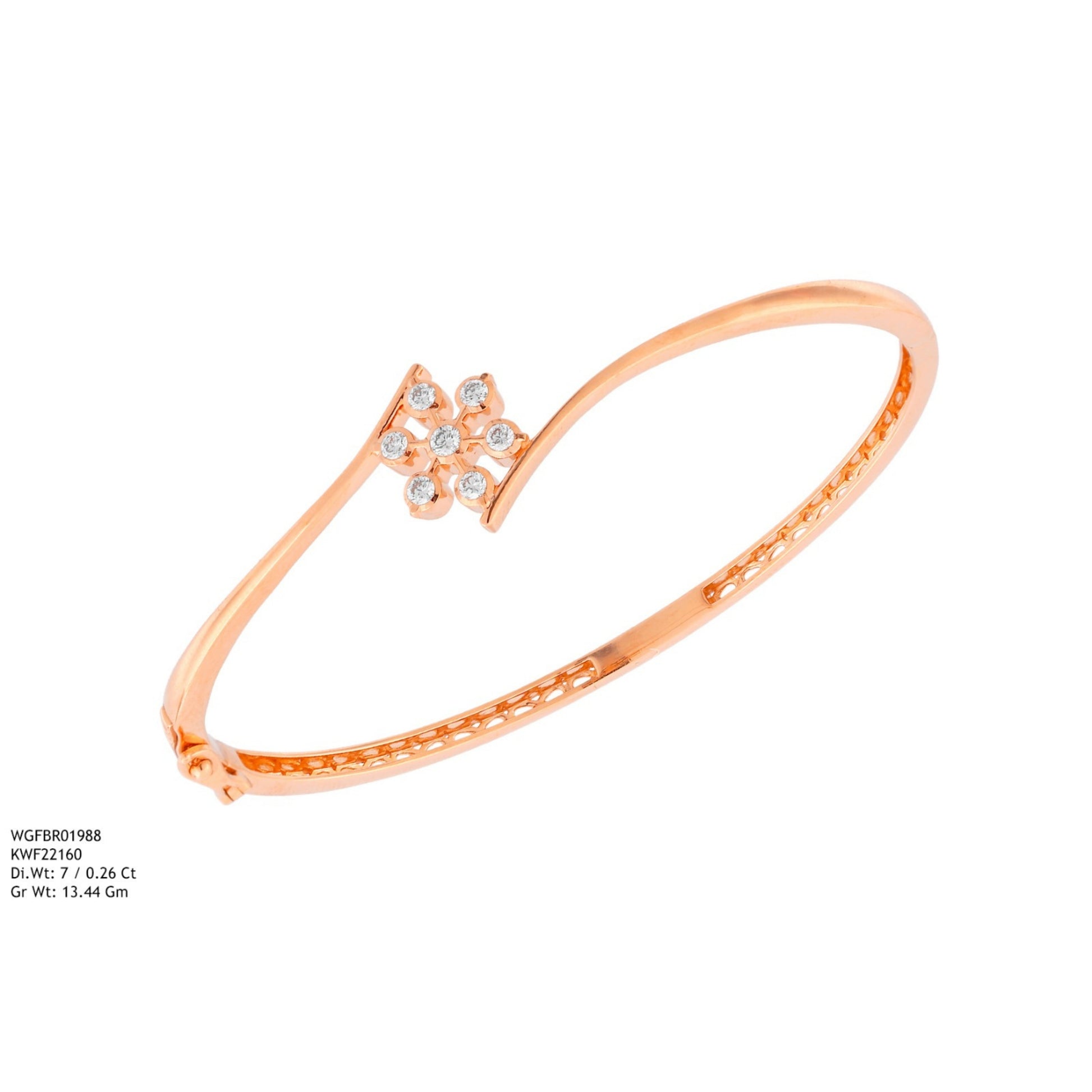 Diamond BANGLE With 13.44 Gms of 18 Kt Gold and 0.26 Cts of Certified Natural Diamonds Code: MJ26BG690