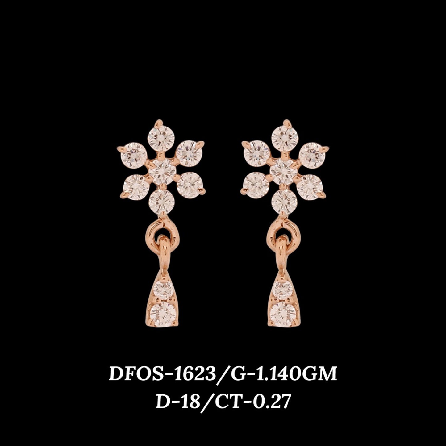Diamond EARRING With 1.14 Gms of 18 Kt Gold and 0.27 Cts of Certified Natural Diamonds Code: MJ26ER218