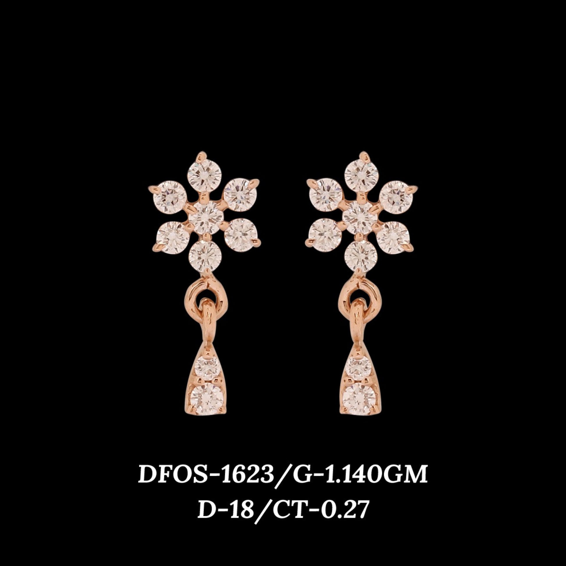 Diamond EARRING With 1.14 Gms of 18 Kt Gold and 0.27 Cts of Certified Natural Diamonds Code: MJ26ER218