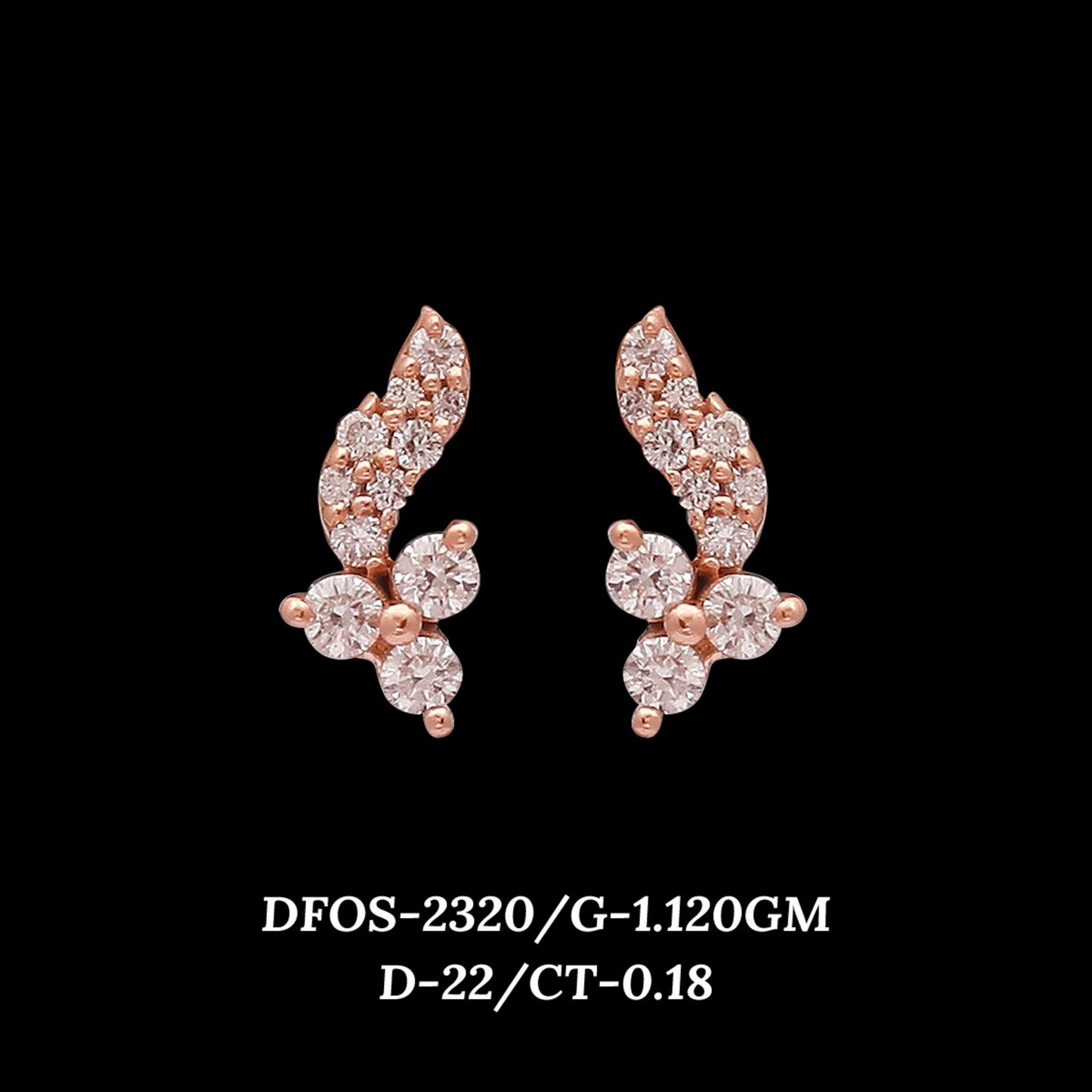 Diamond EARRING With 1.12 Gms of 18 Kt Gold and 0.18 Cts of Certified Natural Diamonds Code: MJ26ER408