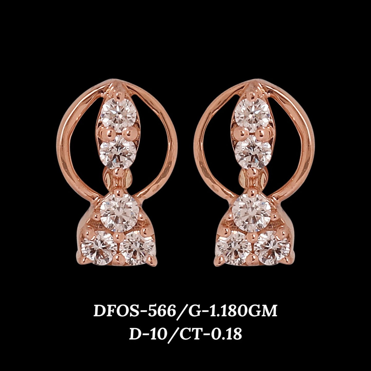 Diamond EARRING With 1.18 Gms of 18 Kt Gold and 0.18 Cts of Certified Natural Diamonds Code: MJ26ER552