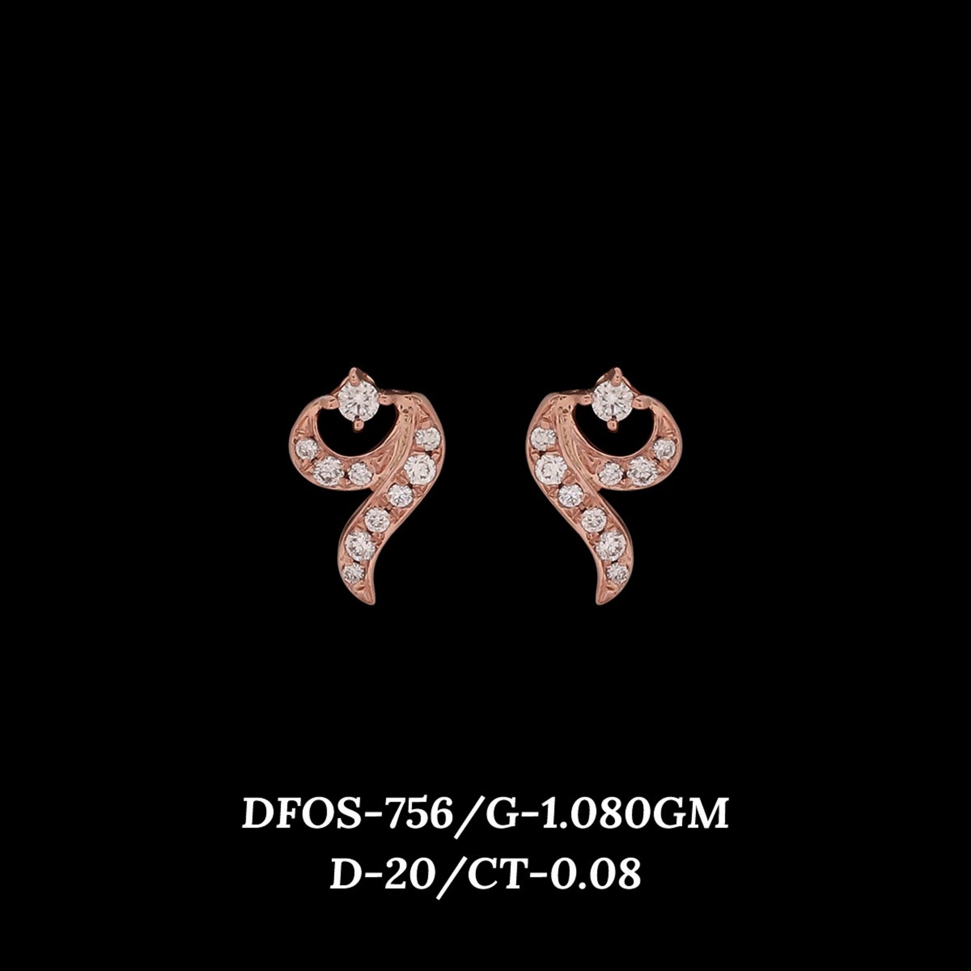 Diamond EARRING With 1.08 Gms of 18 Kt Gold and 0.08 Cts of Certified Natural Diamonds Code: MJ26ER594