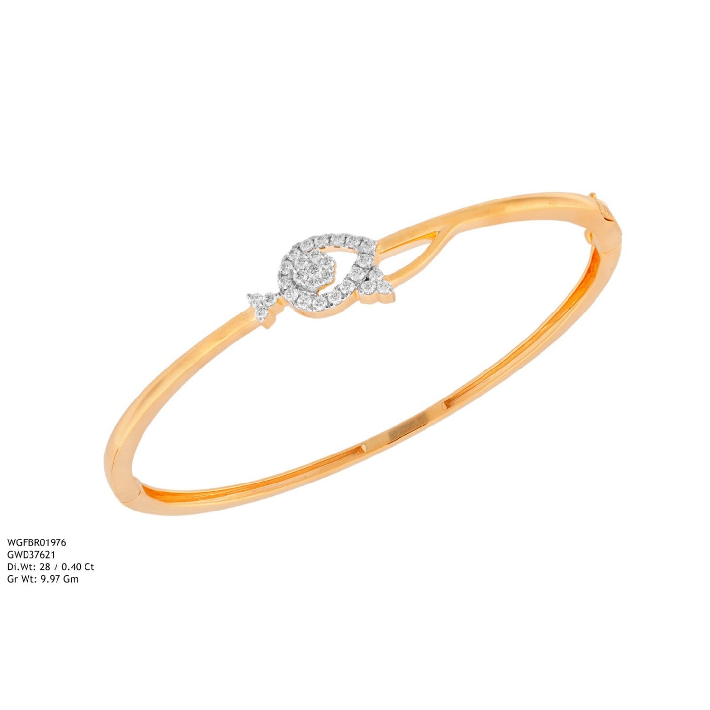 Diamond BANGLE With 9.97 Gms of 18 Kt Gold and 0.4 Cts of Certified Natural Diamonds Code: MJ26BG687