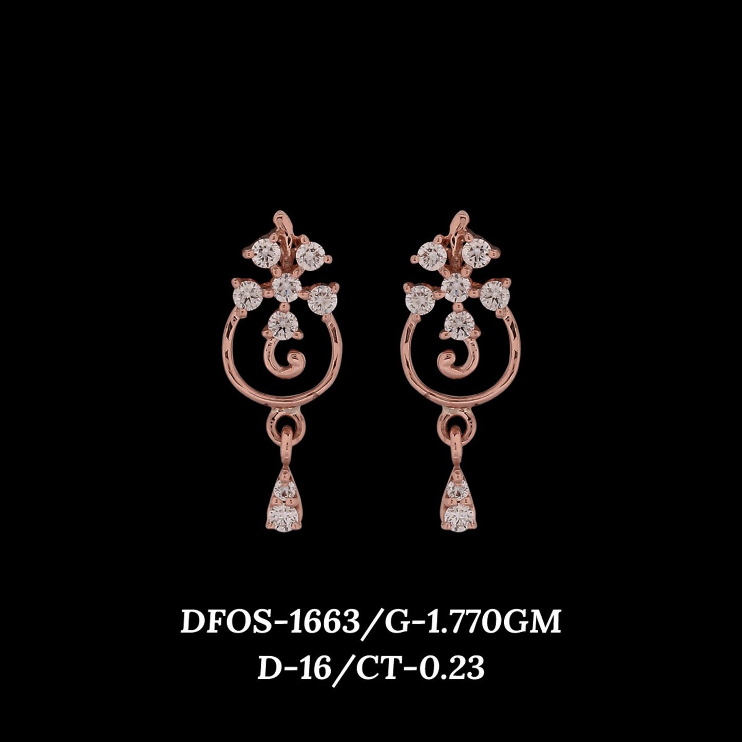 Diamond EARRING With 1.77 Gms of 18 Kt Gold and 0.23 Cts of Certified Natural Diamonds Code: MJ26ER237
