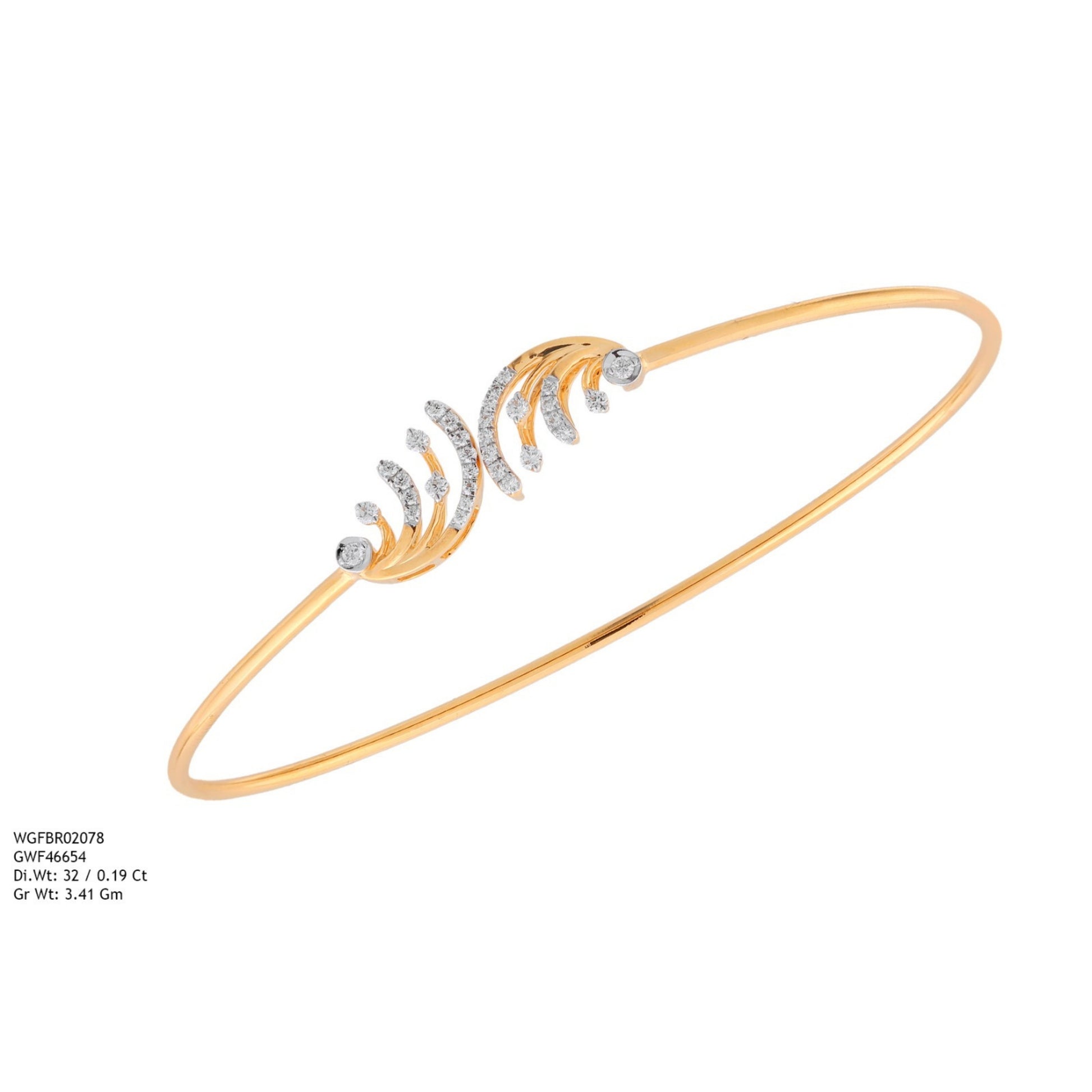 Diamond BANGLE With 3.41 Gms of 18 Kt Gold and 0.19 Cts of Certified Natural Diamonds Code: MJ26BG724