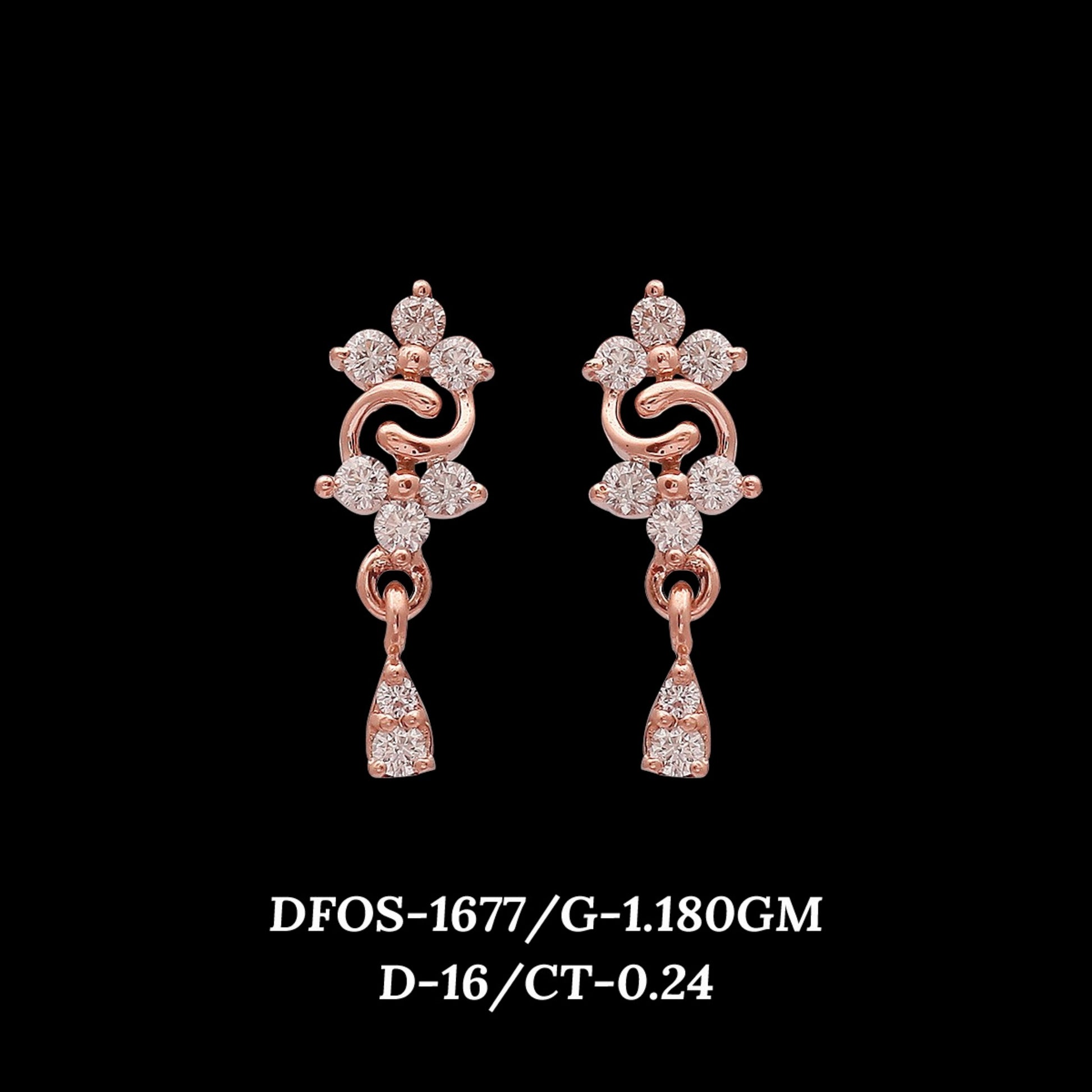 Diamond EARRING With 1.18 Gms of 18 Kt Gold and 0.24 Cts of Certified Natural Diamonds Code: MJ26ER240