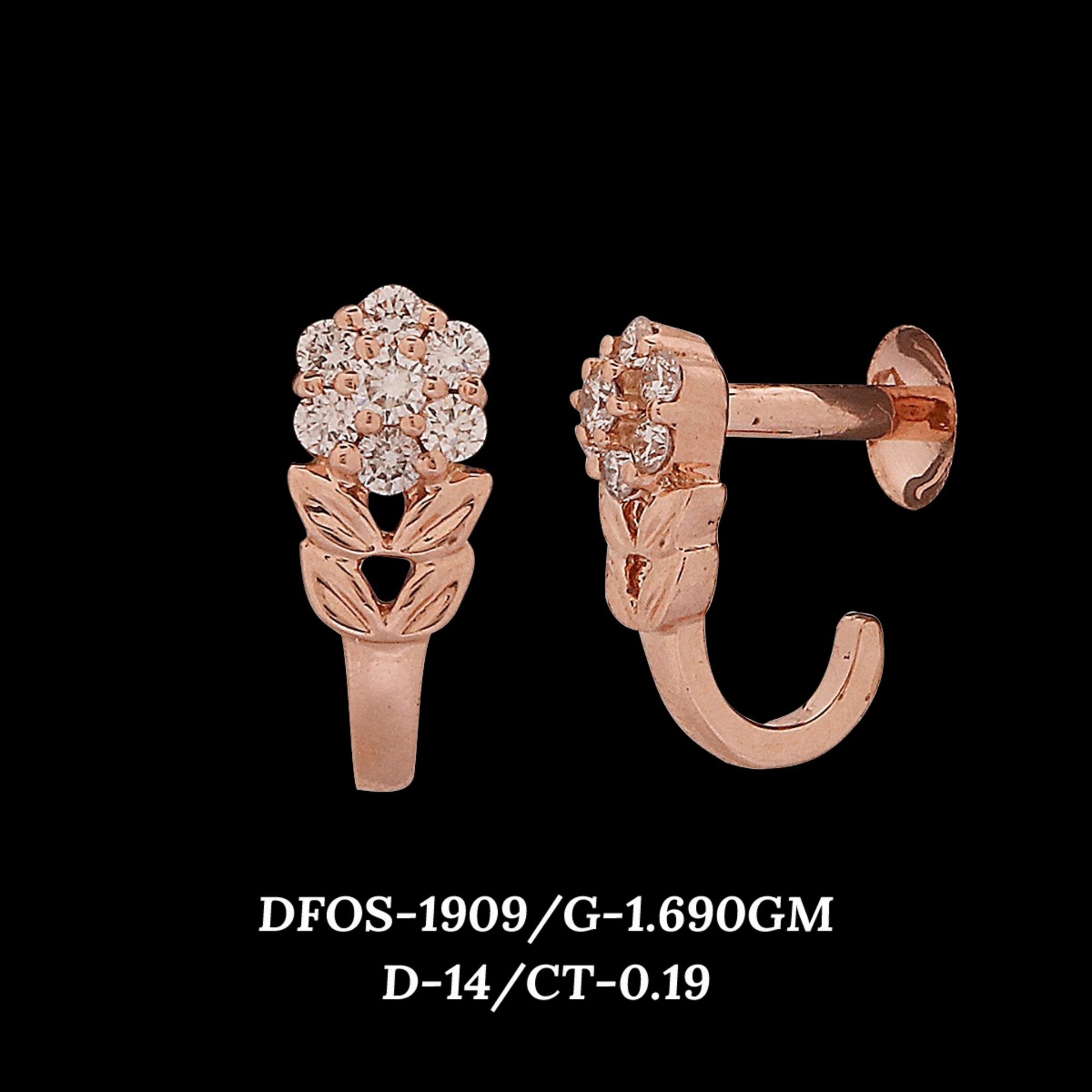Diamond EARRING With 1.69 Gms of 18 Kt Gold and 0.19 Cts of Certified Natural Diamonds Code: MJ26ER306