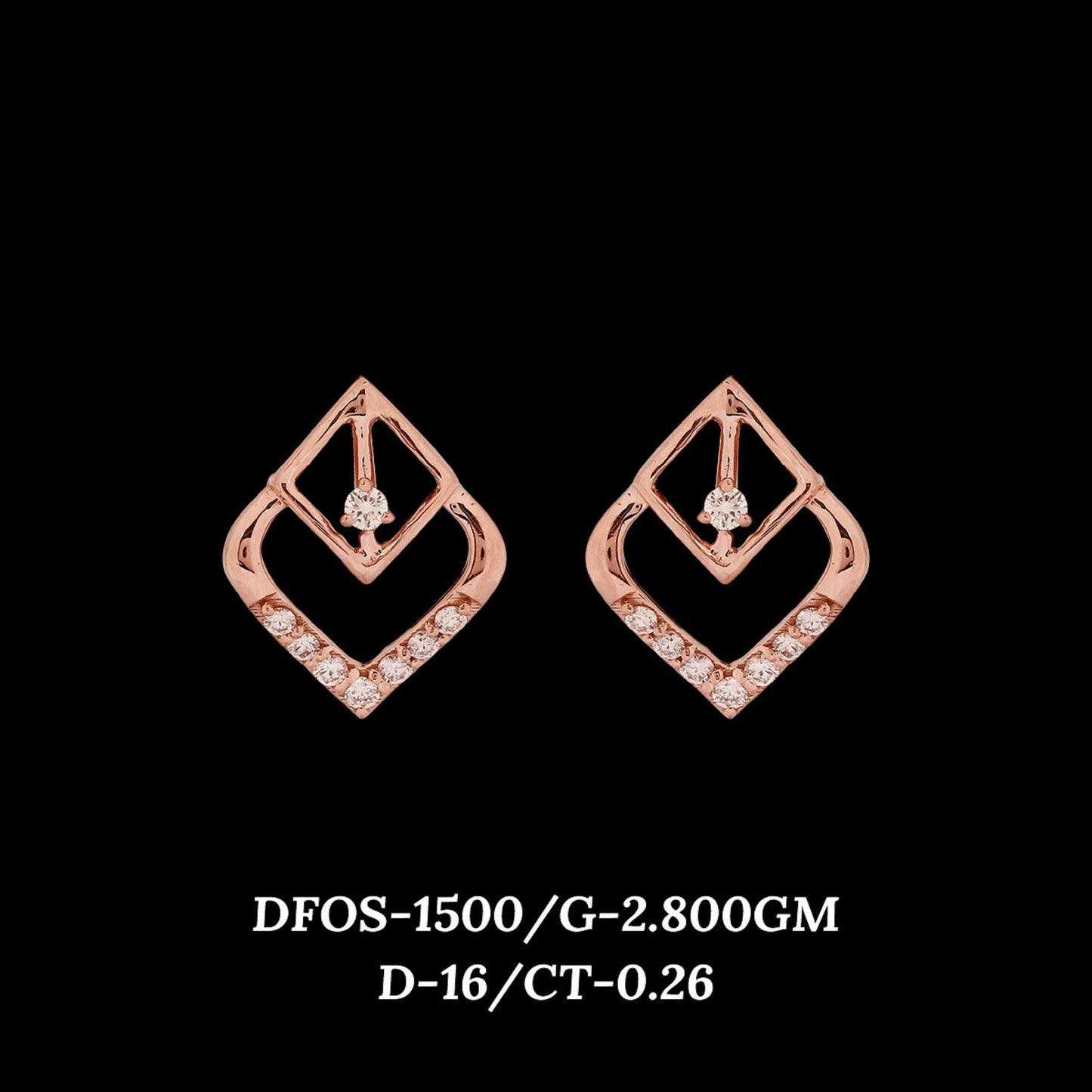 Diamond EARRING With 2.8 Gms of 18 Kt Gold and 0.26 Cts of Certified Natural Diamonds Code: MJ26ER206