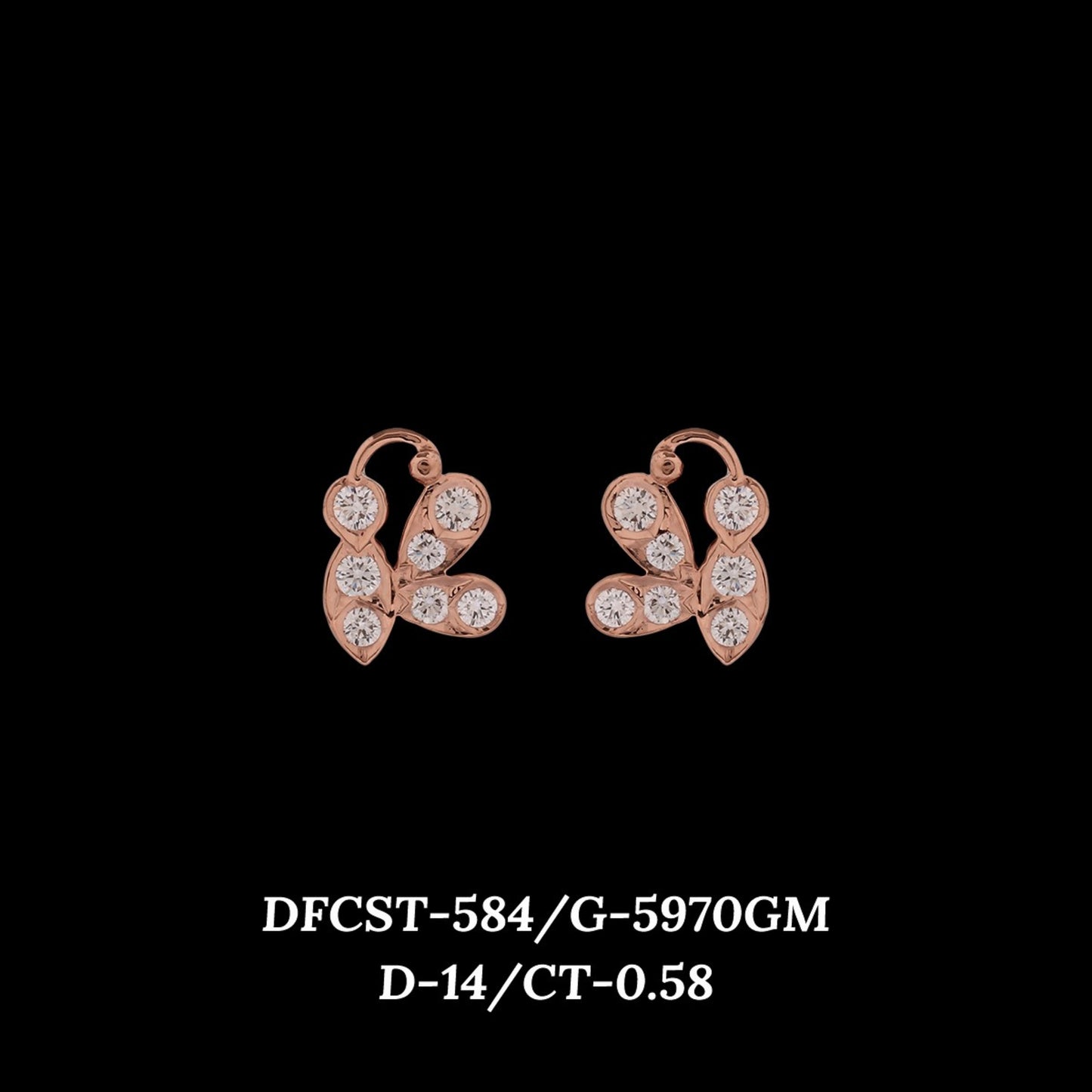 Diamond EARRING With 0.97 Gms of 18 Kt Gold and 0.58 Cts of Certified Natural Diamonds Code: MJ26ER558