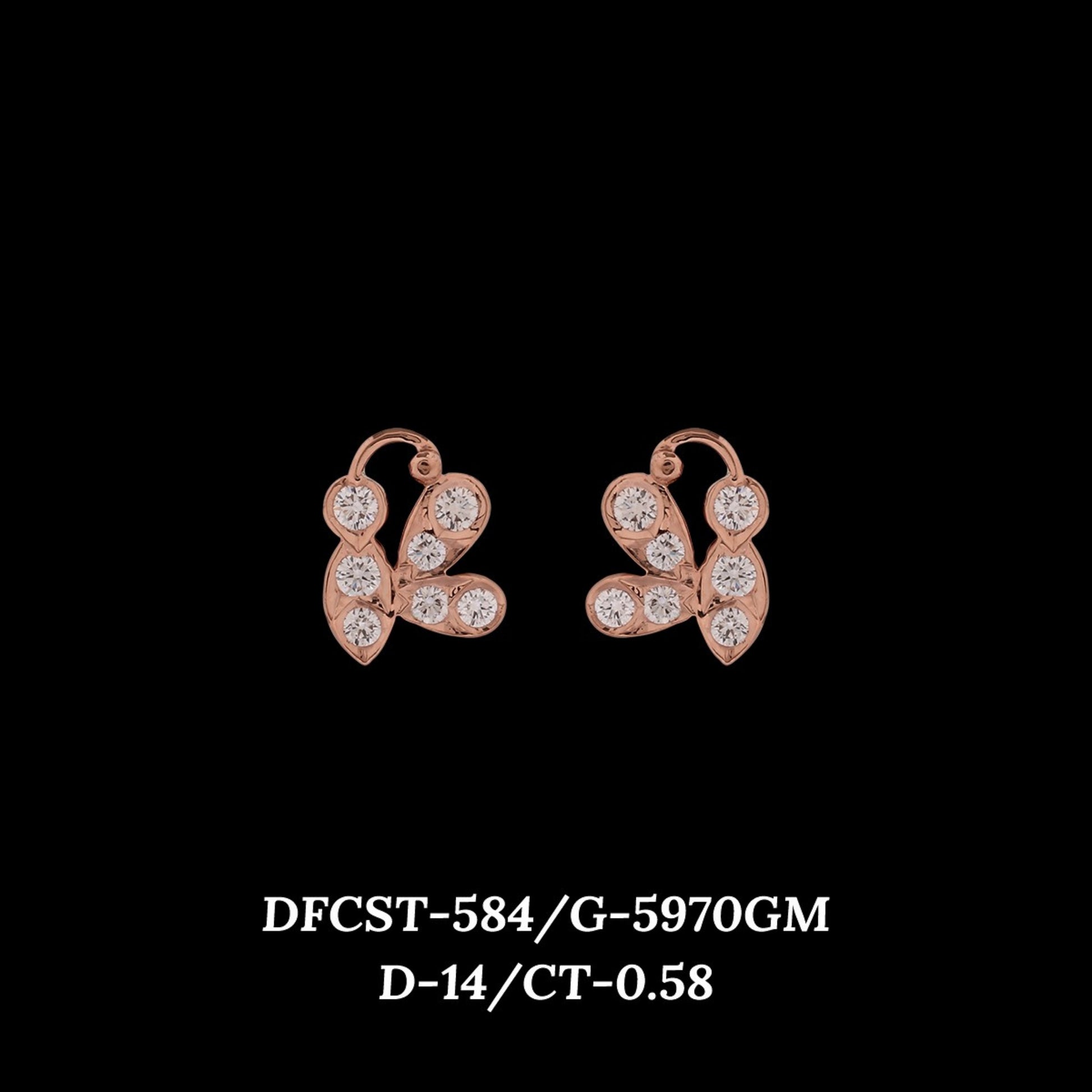 Diamond EARRING With 0.97 Gms of 18 Kt Gold and 0.58 Cts of Certified Natural Diamonds Code: MJ26ER558