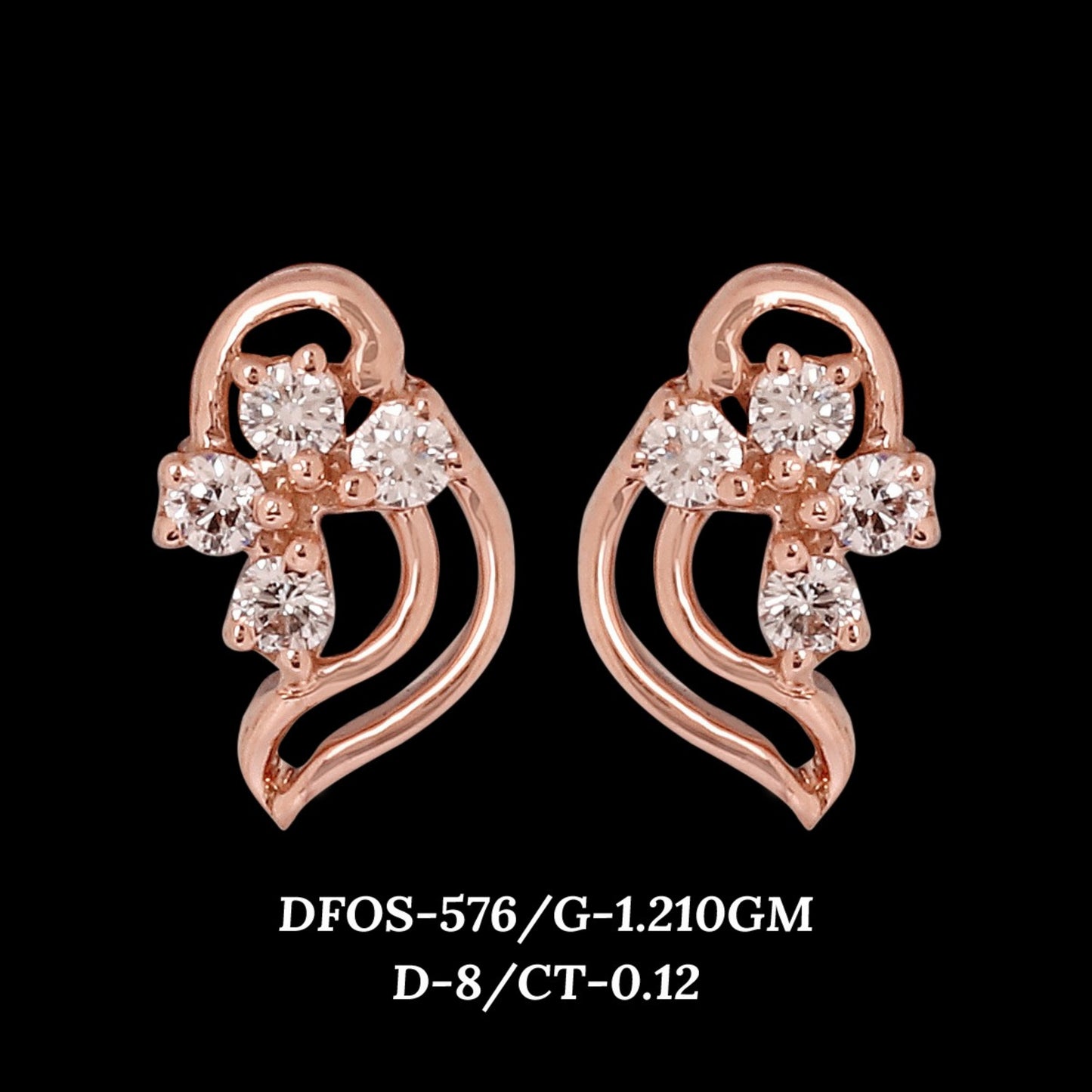 Diamond EARRING With 1.21 Gms of 18 Kt Gold and 0.12 Cts of Certified Natural Diamonds Code: MJ26ER555