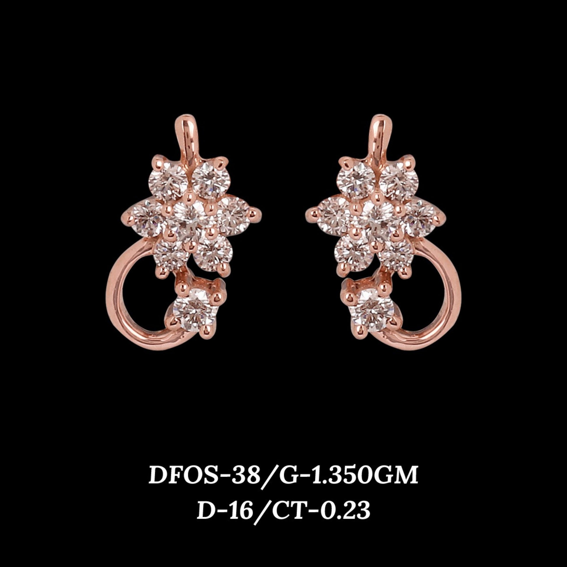 Diamond EARRING With 1.35 Gms of 18 Kt Gold and 0.23 Cts of Certified Natural Diamonds Code: MJ26ER510