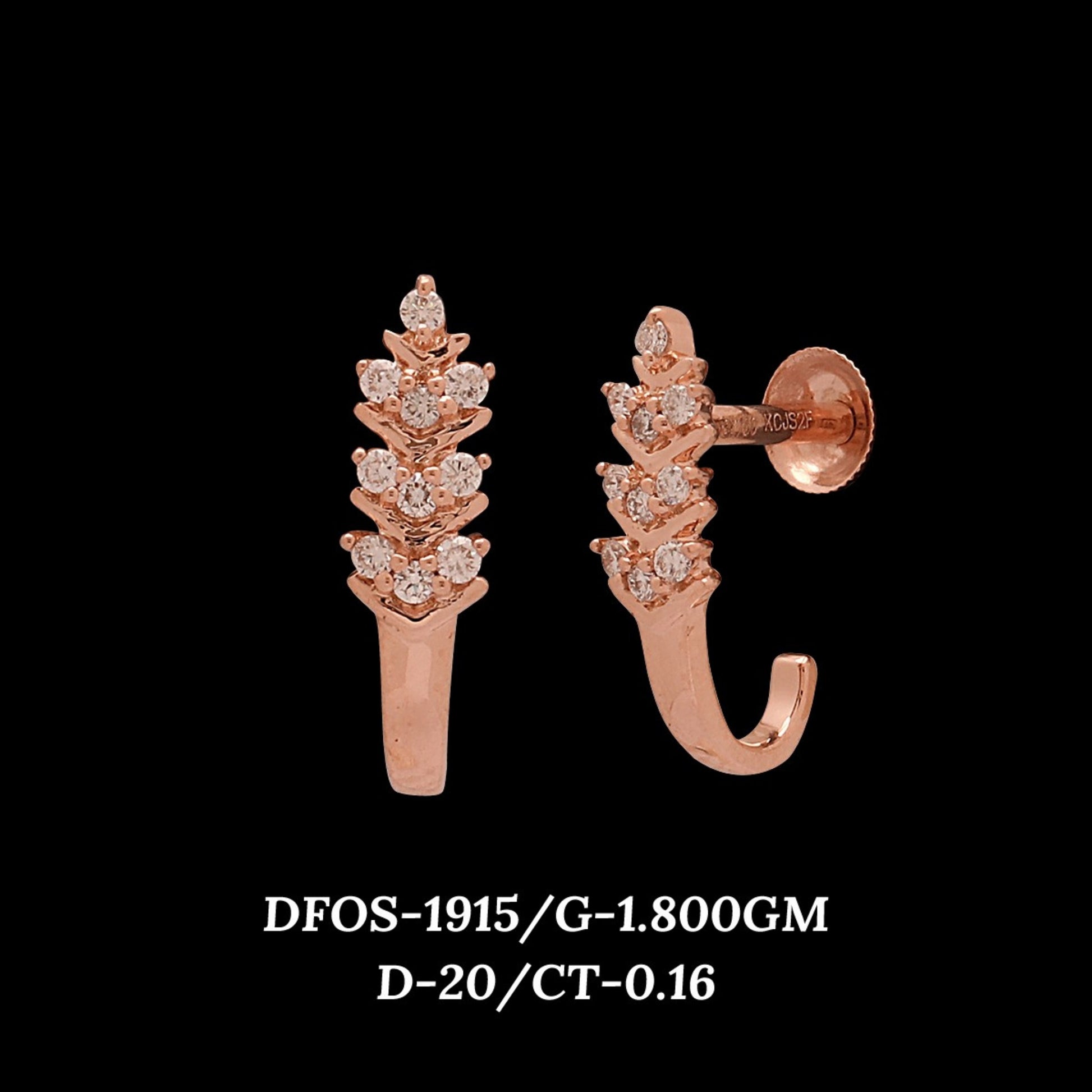 Diamond EARRING With 1.8 Gms of 18 Kt Gold and 0.16 Cts of Certified Natural Diamonds Code: MJ26ER311