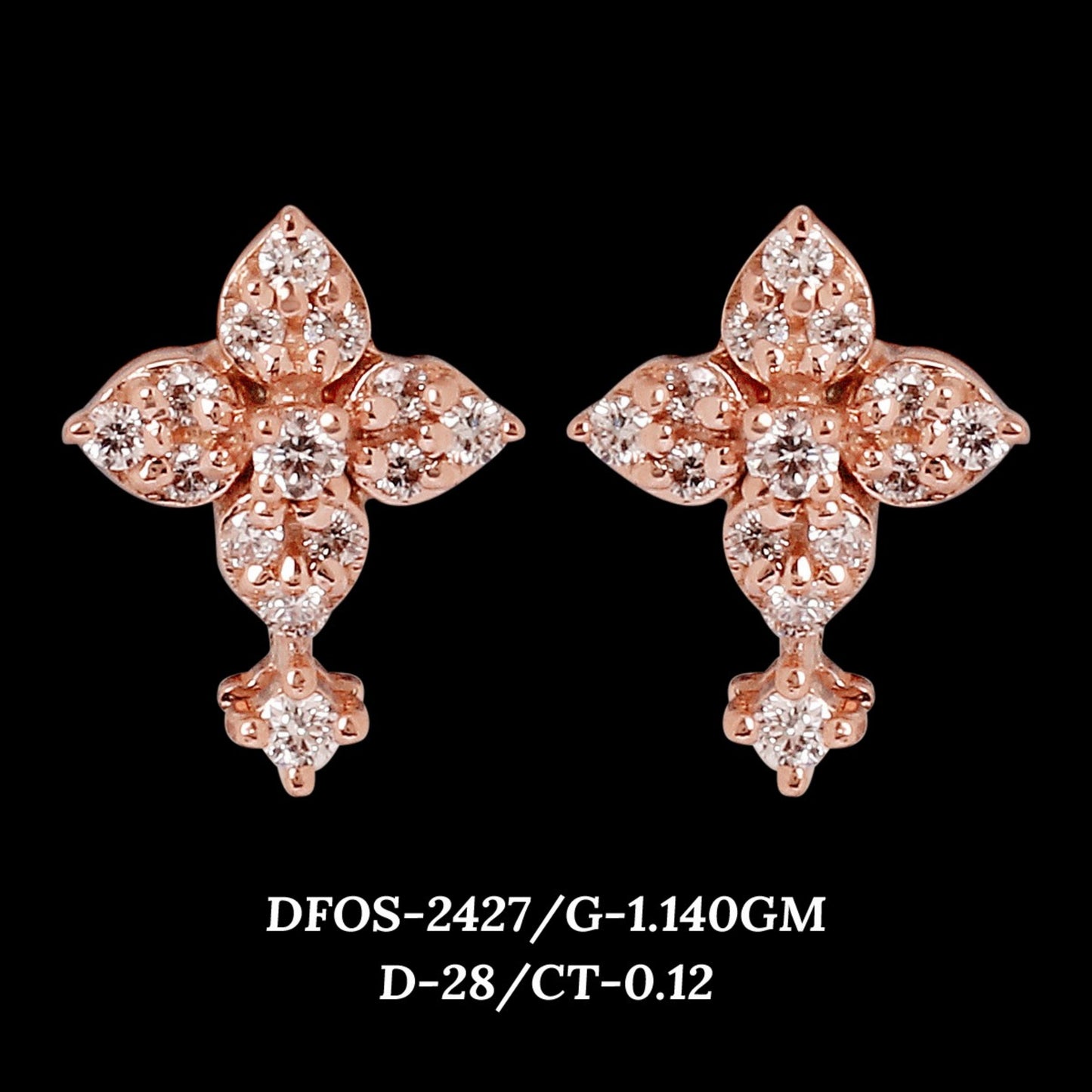 Diamond EARRING With 1.14 Gms of 18 Kt Gold and 0.12 Cts of Certified Natural Diamonds Code: MJ26ER450