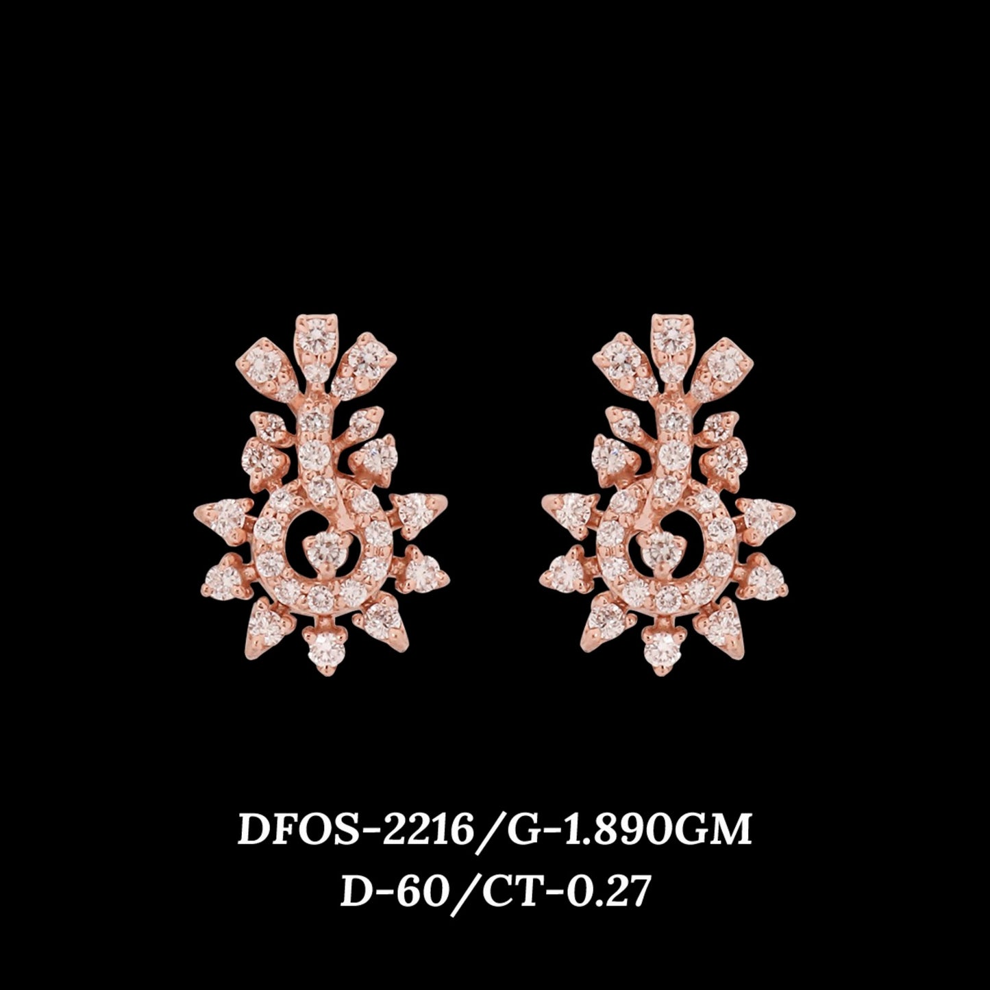 Diamond EARRING With 1.89 Gms of 18 Kt Gold and 0.27 Cts of Certified Natural Diamonds Code: MJ26ER371