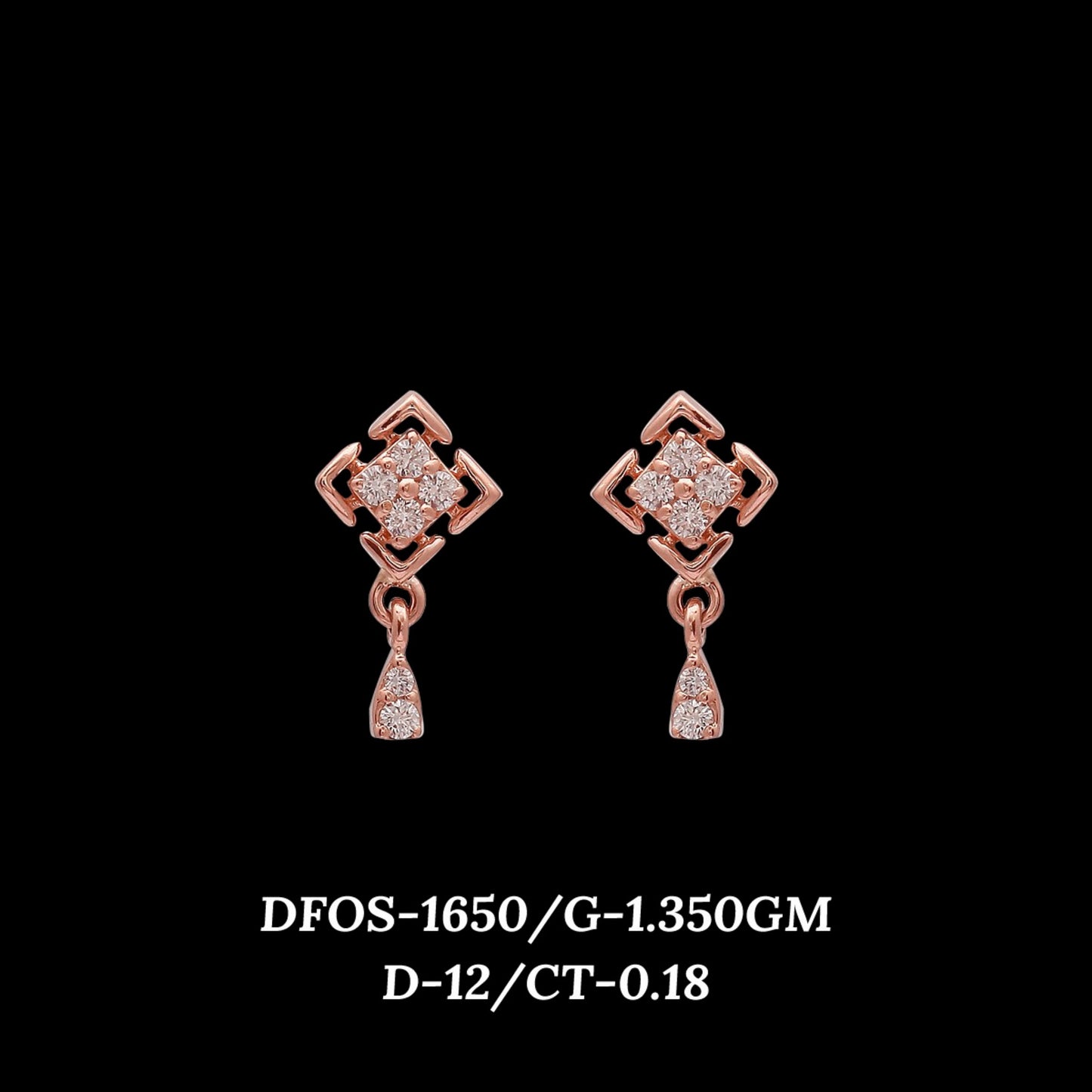 Diamond EARRING With 1.35 Gms of 18 Kt Gold and 0.18 Cts of Certified Natural Diamonds Code: MJ26ER234